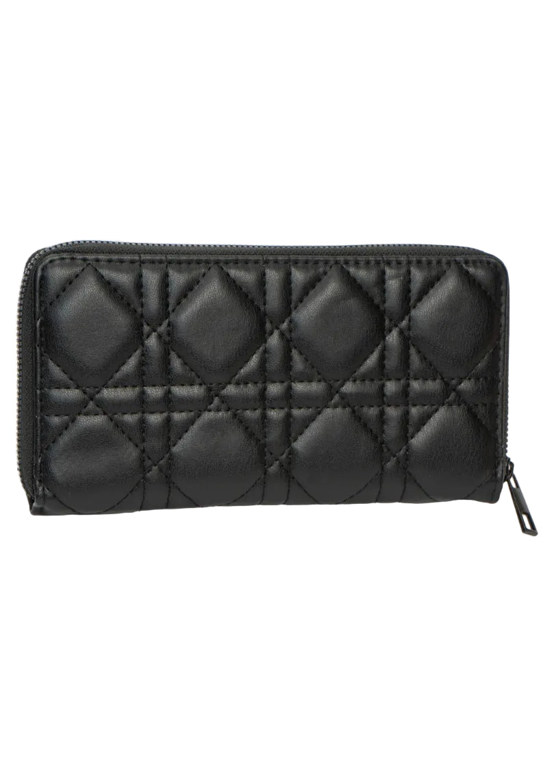 Rebecca & Rifka Smooth Geometric Quilt Medallion Zip Wristlet Wallet