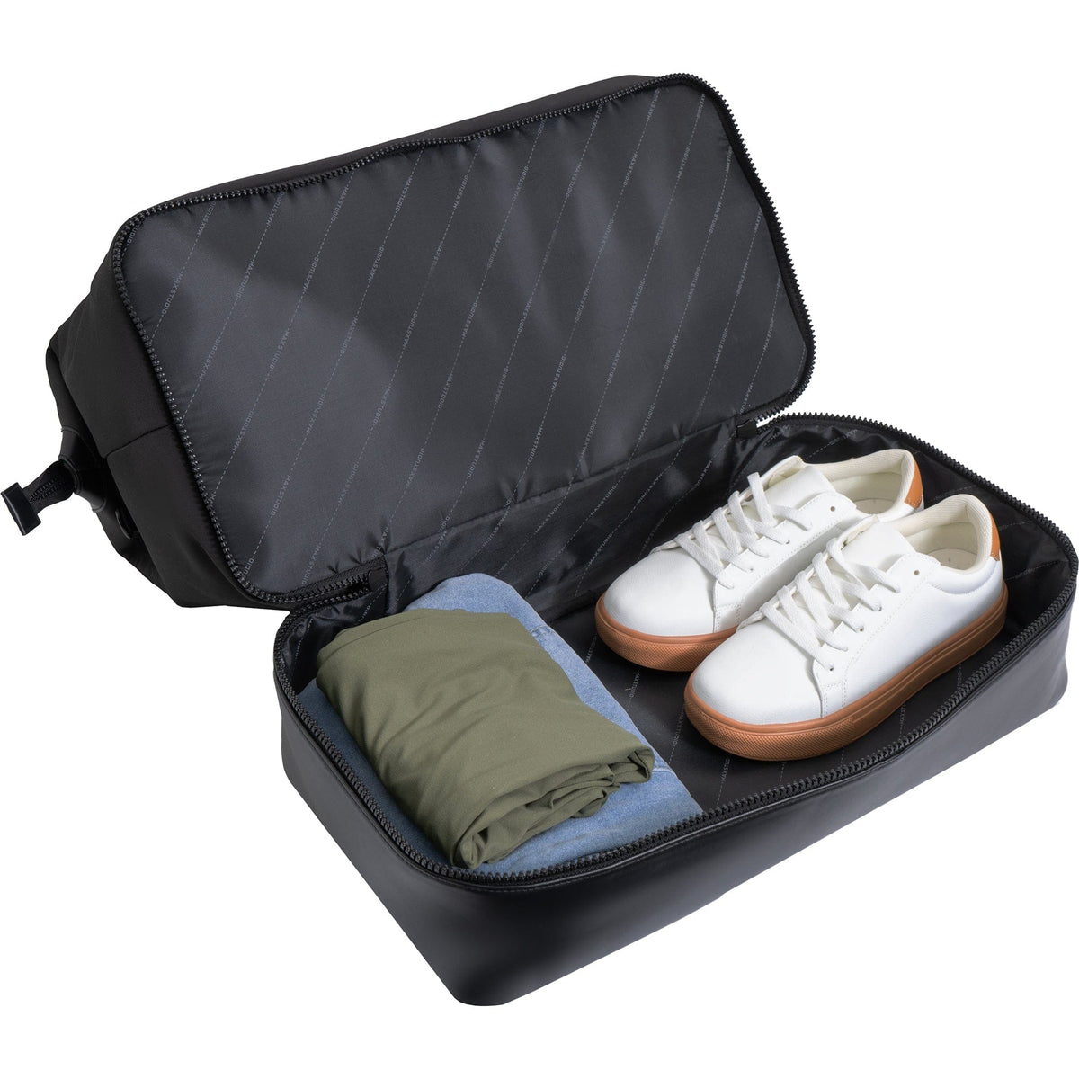 Max Studio Sport Nylon & Faux Leather Drop Bottom Duffel Bag