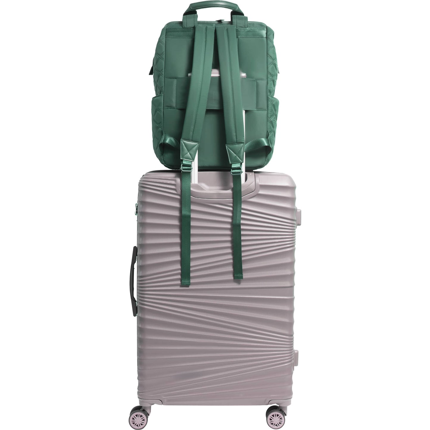 Joan & David Diamond Quilted Puffer Nylon Square Laptop Backpack