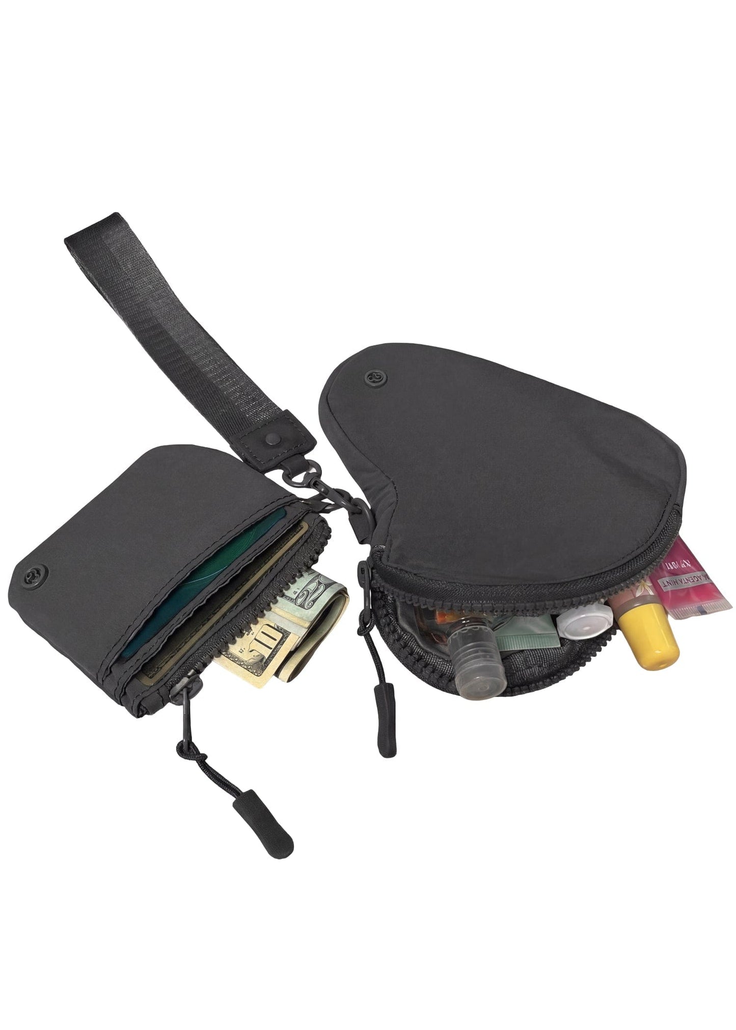 Joan & David The Hold-All Sport Nylon 3 Piece Set Heart Zip Pouch, Card Case & Lanyard Key Chain