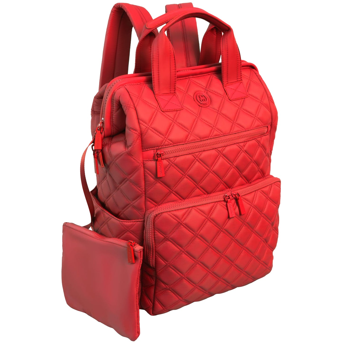Joan & David Diamond Quilted Puffer Nylon Square Laptop Backpack