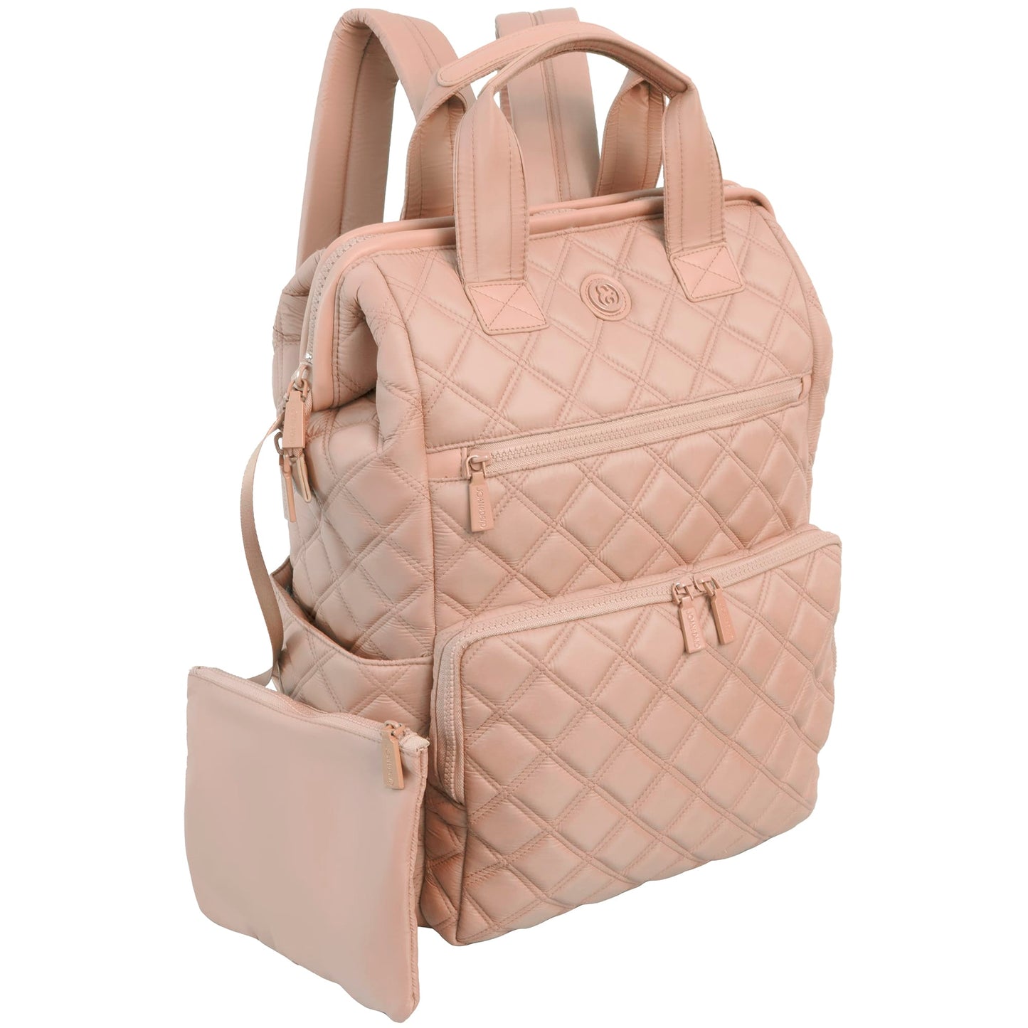 Joan & David Diamond Quilted Puffer Nylon Square Laptop Backpack