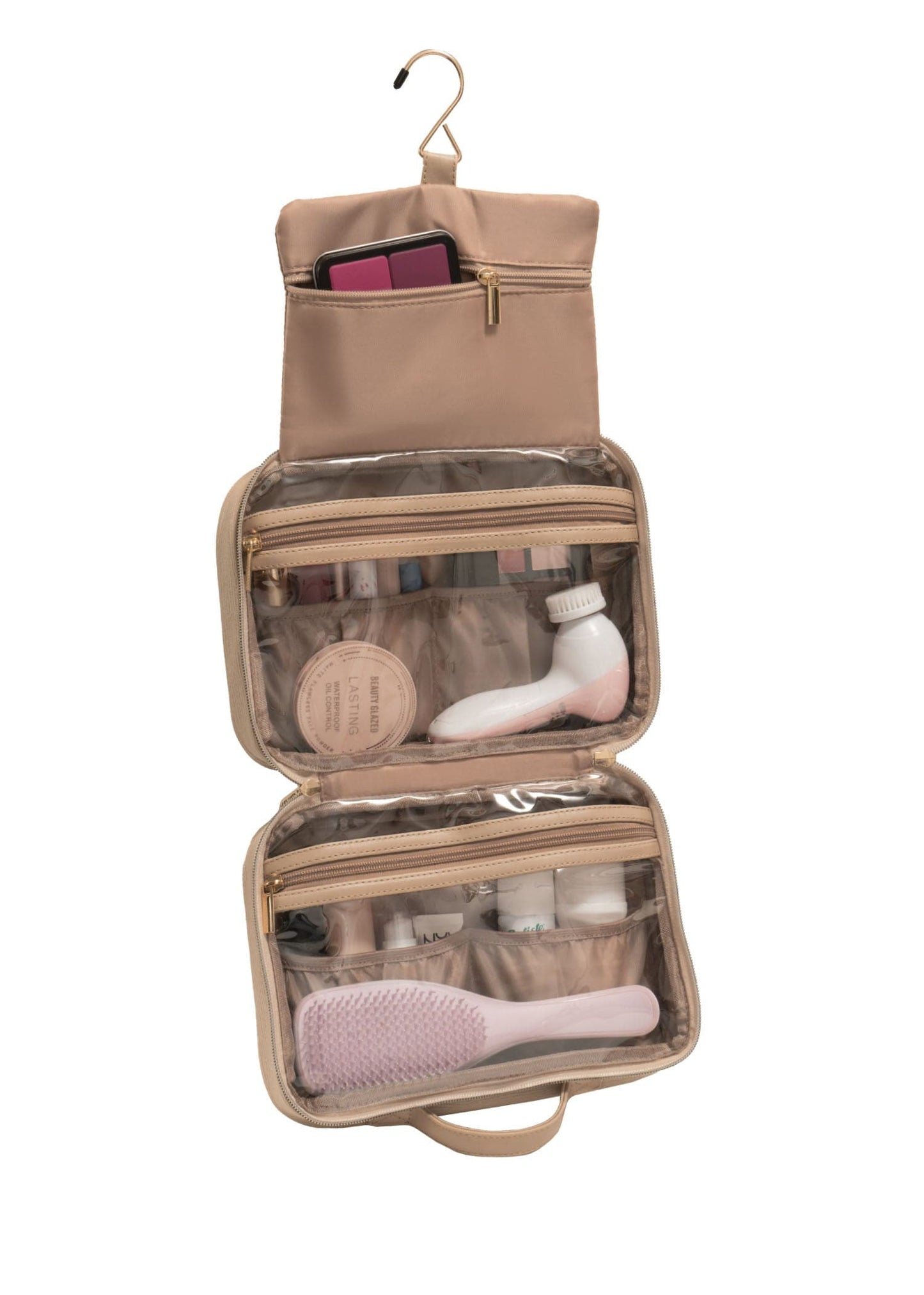 Joan & David Double Handle Textured Hanging Toiletry Case