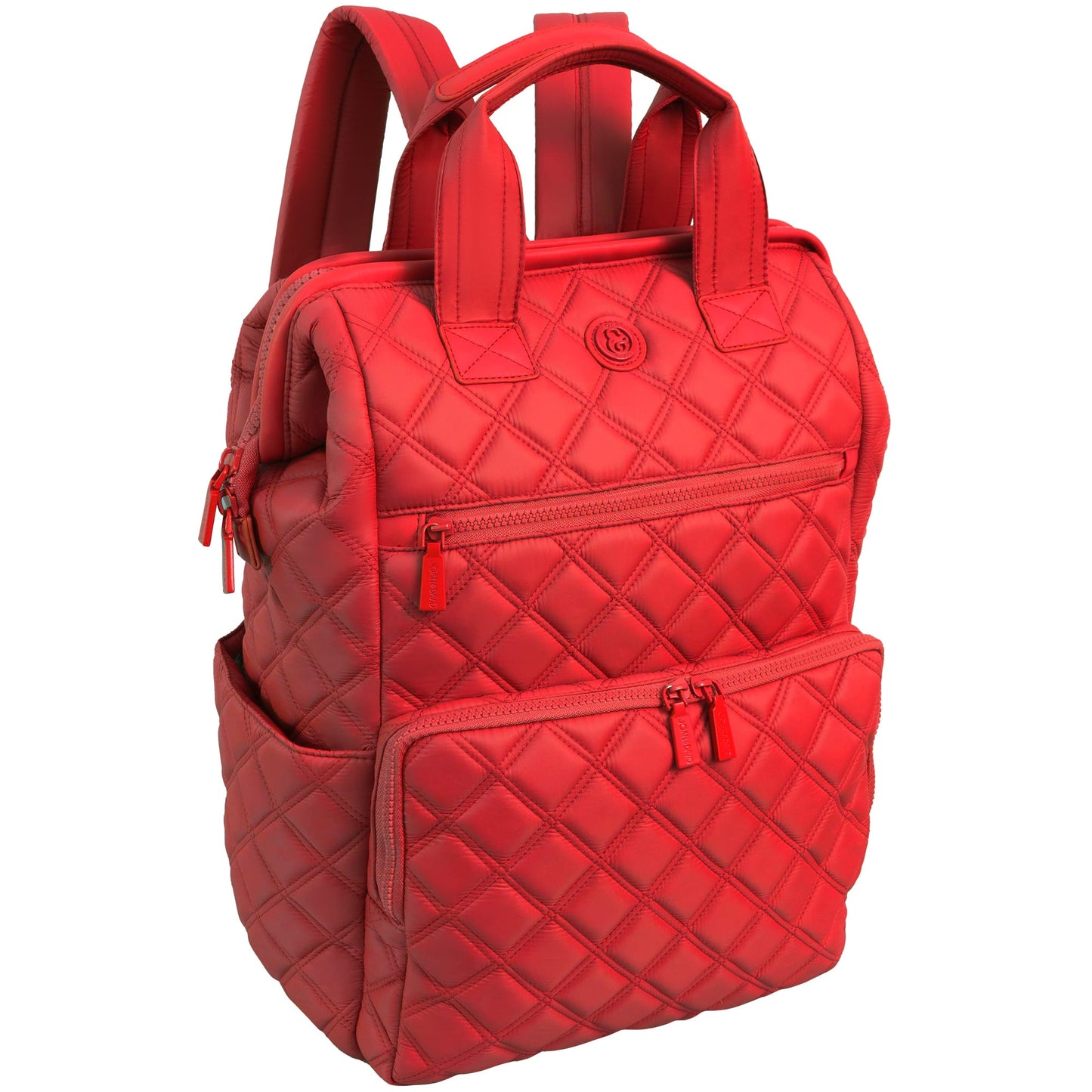 Joan & David Diamond Quilted Puffer Nylon Square Laptop Backpack