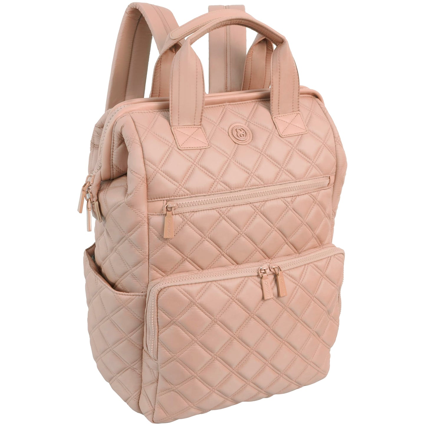 Joan & David Diamond Quilted Puffer Nylon Square Laptop Backpack
