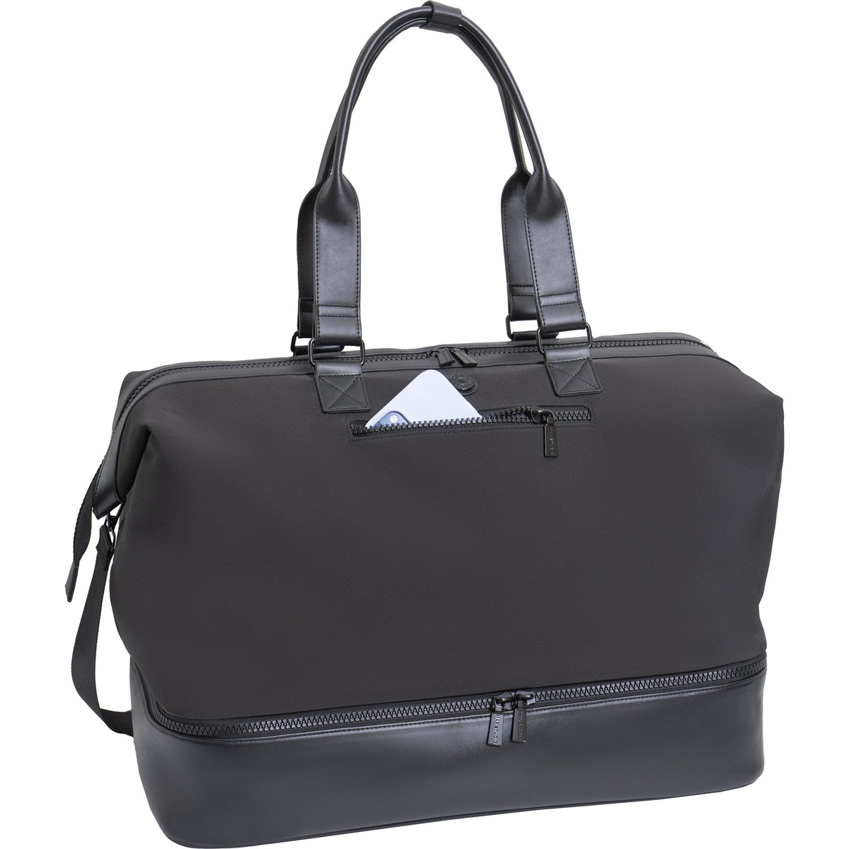 Max Studio Sport Nylon & Faux Leather Drop Bottom Duffel Bag