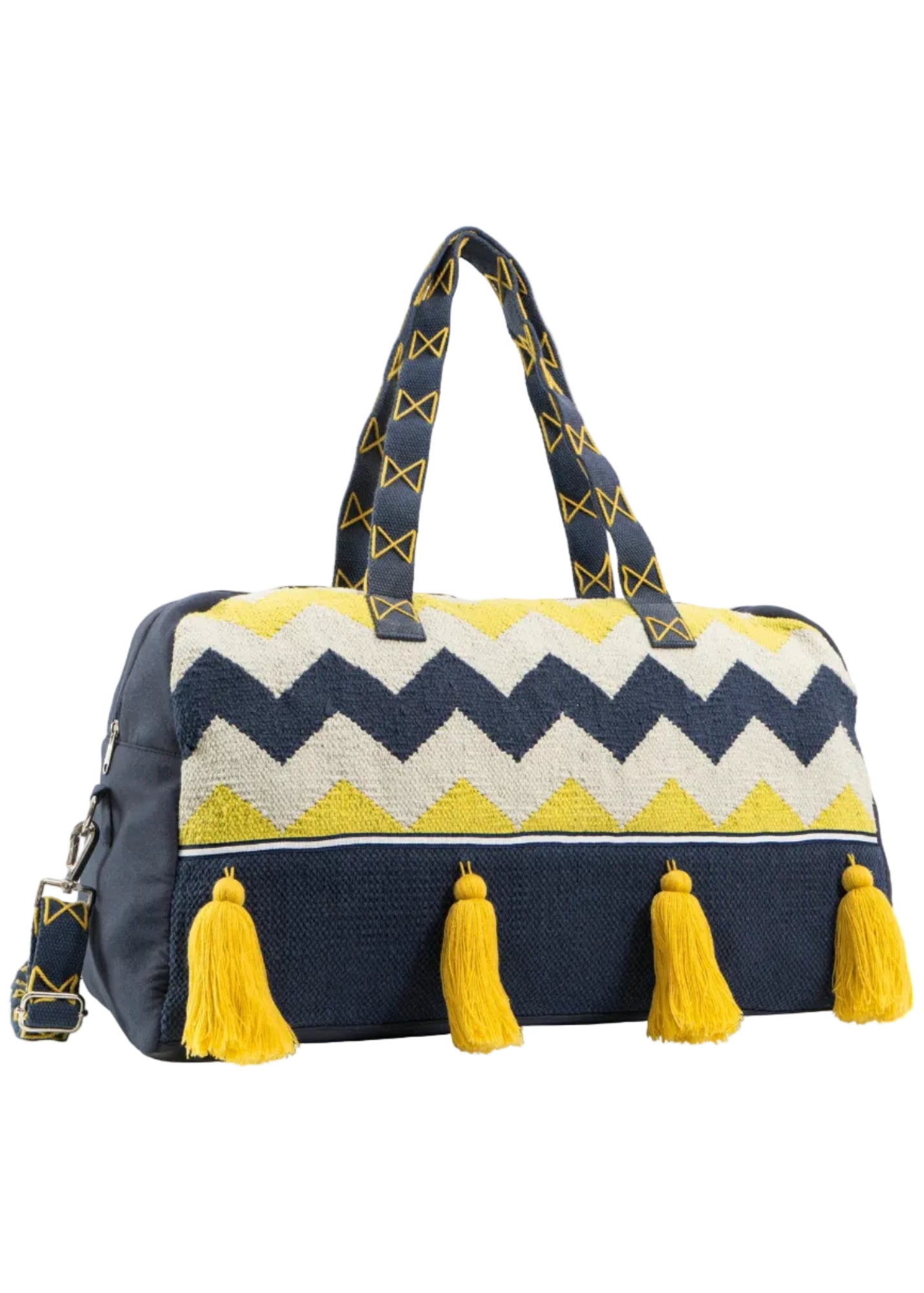 Magid Boho Cotton Jacquard Chevron Tassel Novelty Duffel