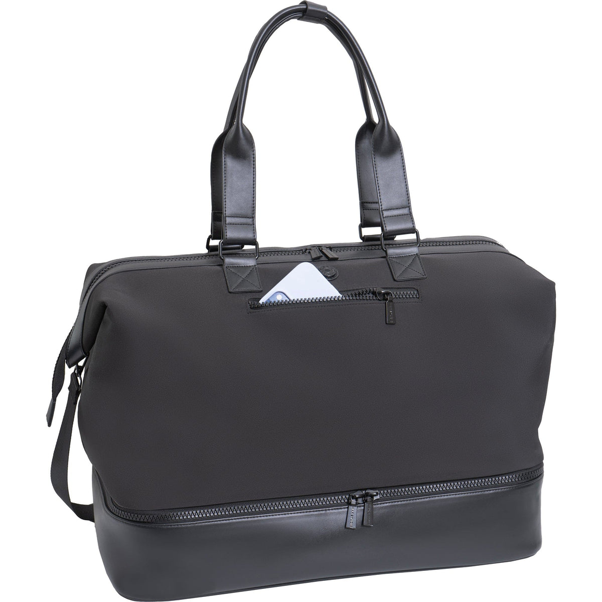 Max Studio Sport Nylon & Faux Leather Drop Bottom Duffel Bag