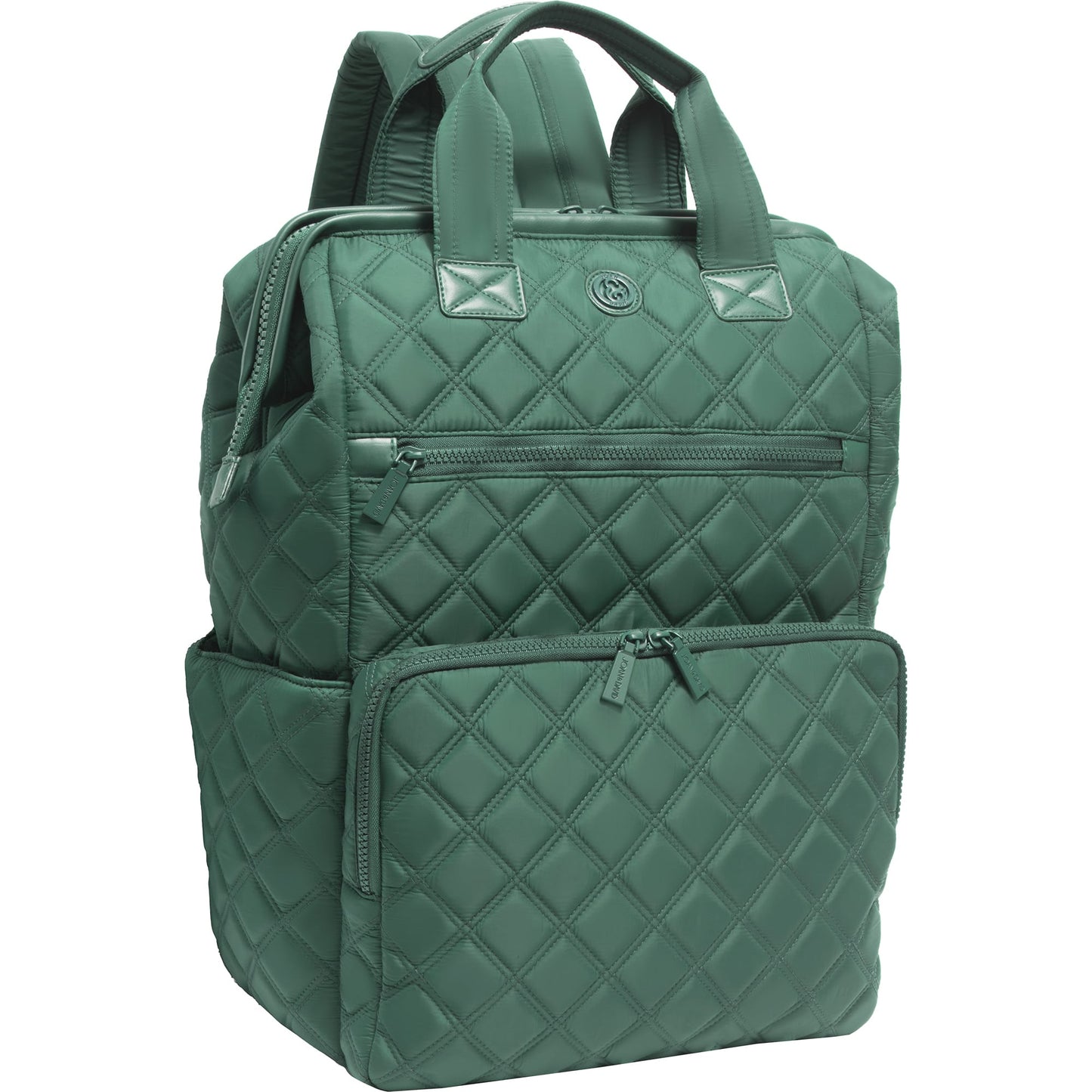 Joan & David Diamond Quilted Puffer Nylon Square Laptop Backpack