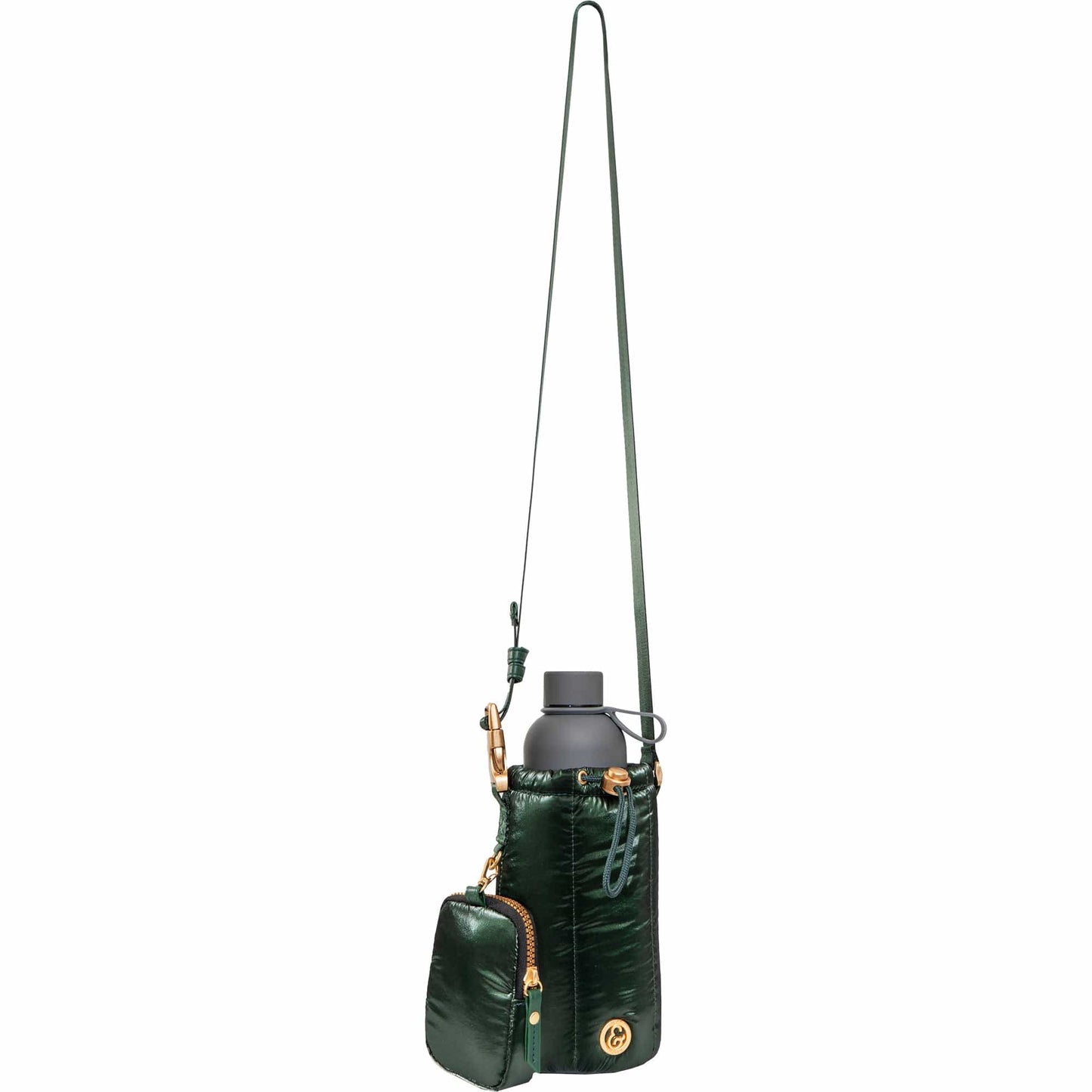 Joan & David Tubular Quilted Metallic Water Bottle Holder Sling Bag