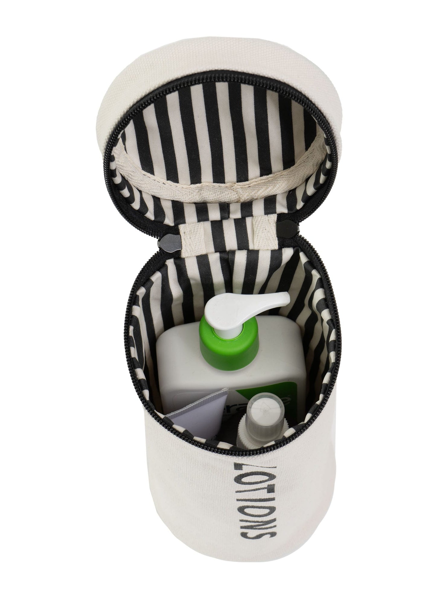 La L'Amour 16 oz Cotton Canvas Top Handle Cylinder Toiletry Lotions Case