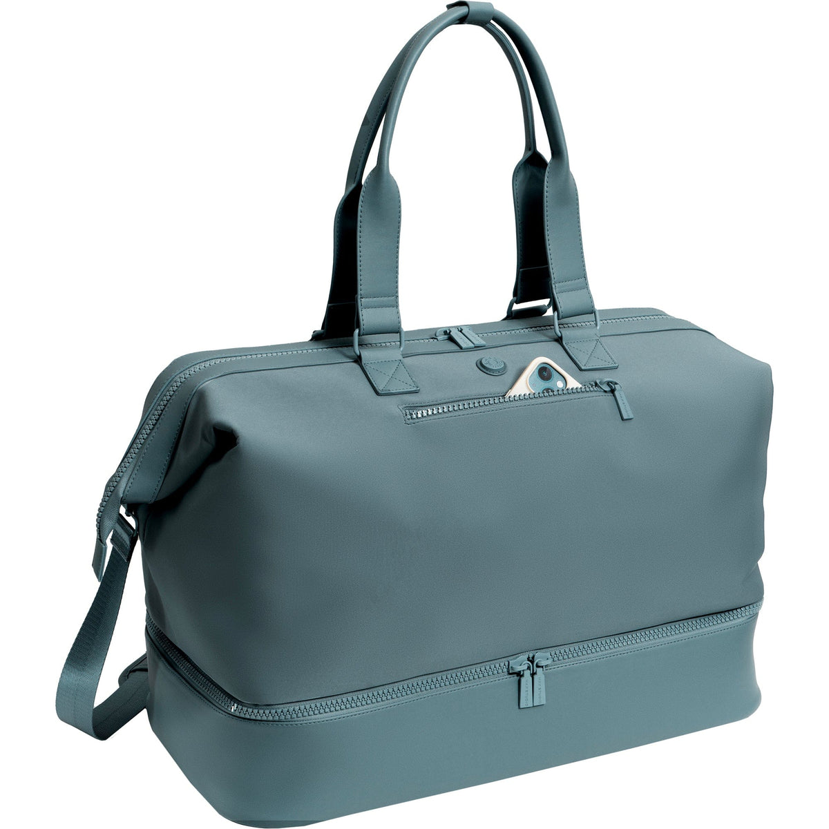 Max Studio Sport Nylon & Faux Leather Drop Bottom Duffel Bag