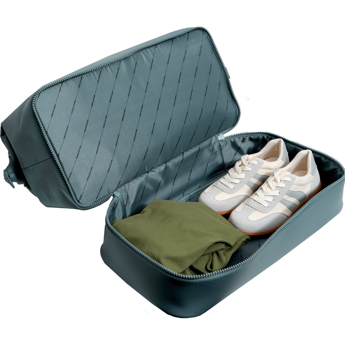 Max Studio Sport Nylon & Faux Leather Drop Bottom Duffel Bag