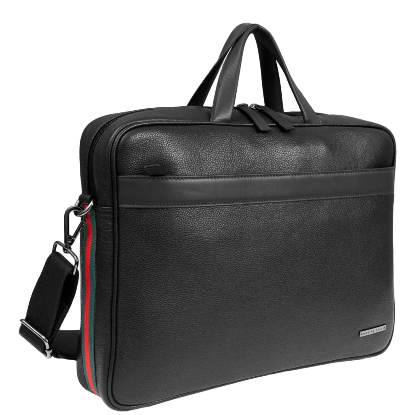 Boarding Pass Hey Handsome 18" Pebble Grain Genuine Leather Briefcase - Black