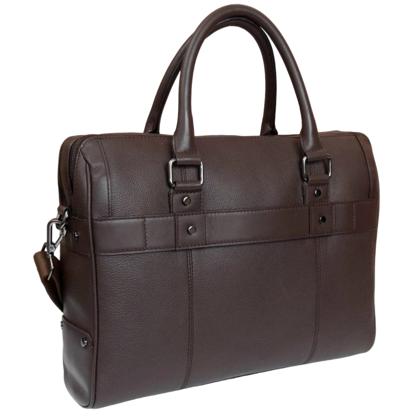 Boarding Pass The Gotham 18" Pebble Grain Genuine Leather Briefcase - Chocolate