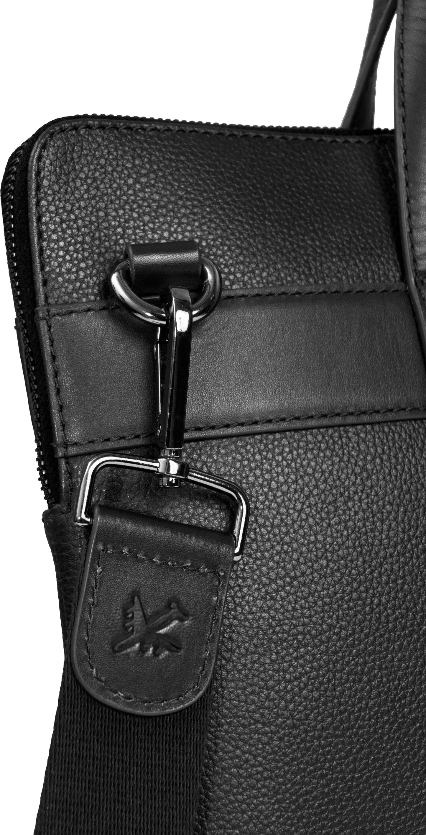 Boarding Pass Hey Handsome 16" Pebble Grain Genuine Leather Briefcase - Black