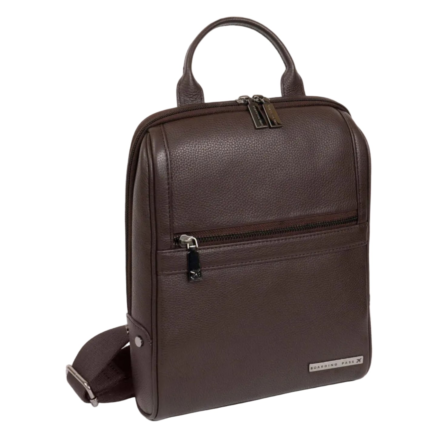 Boarding Pass Gotham 12" Pebble Grain Genuine Leather Messenger Bag - Chocolate
