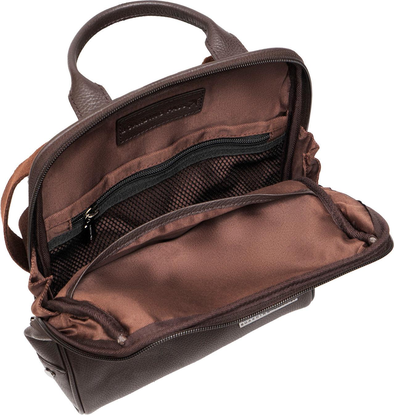 Boarding Pass Gotham 12" Pebble Grain Genuine Leather Messenger Bag - Chocolate