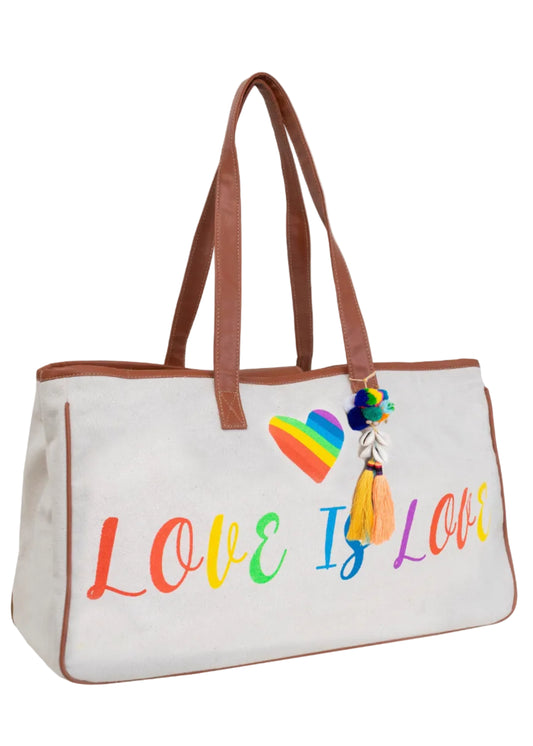 Magid Canvas Slogan Tote "LOVE IS LOVE"