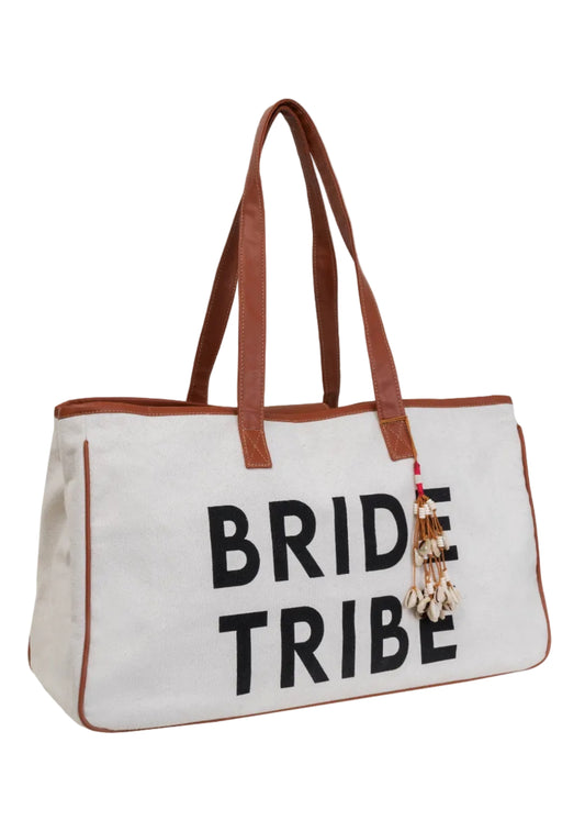 Magid Canvas Slogan Tote "BRIDE TRIBE"