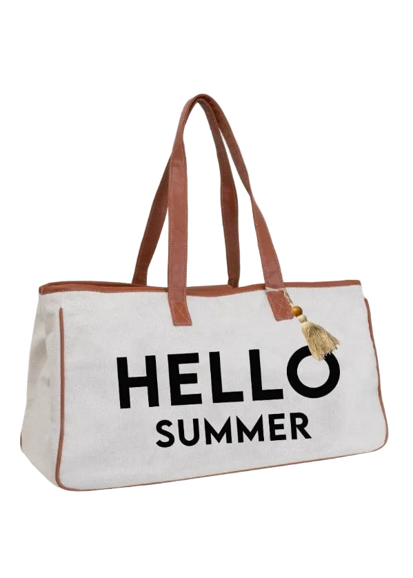 Magid Canvas Slogan Tote "HELLO SUMMER"