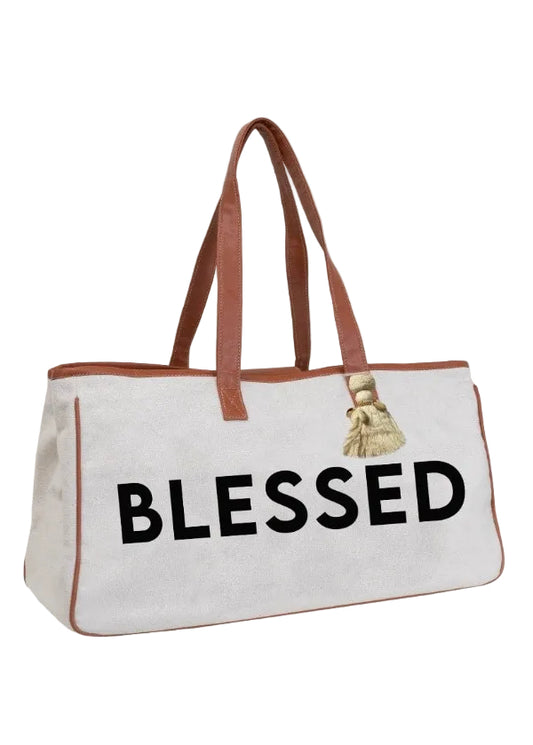 Magid Canvas Slogan Tote "BLESSED"
