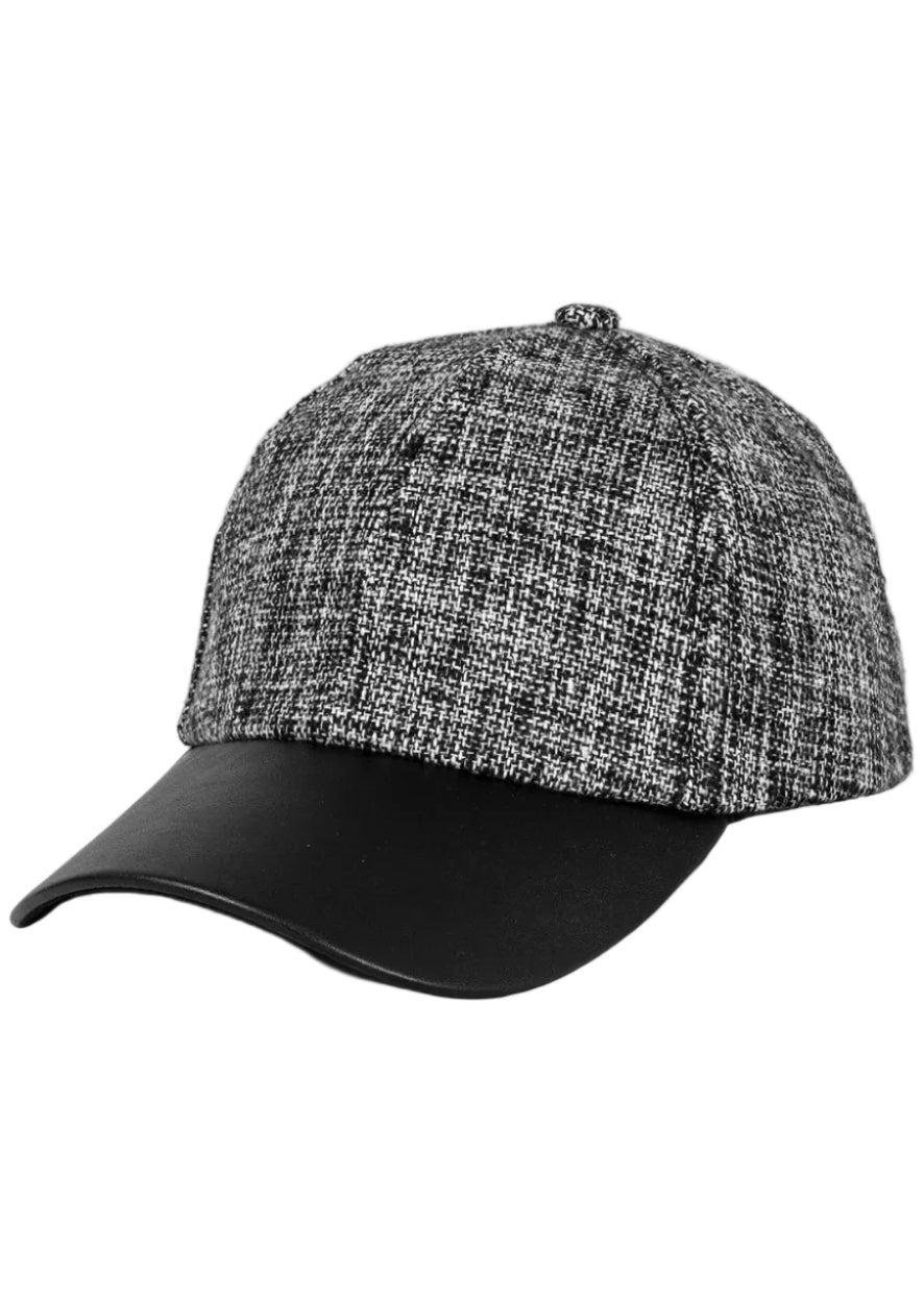 Magid Line Pattern Faux Leather Brim Baseball Cap