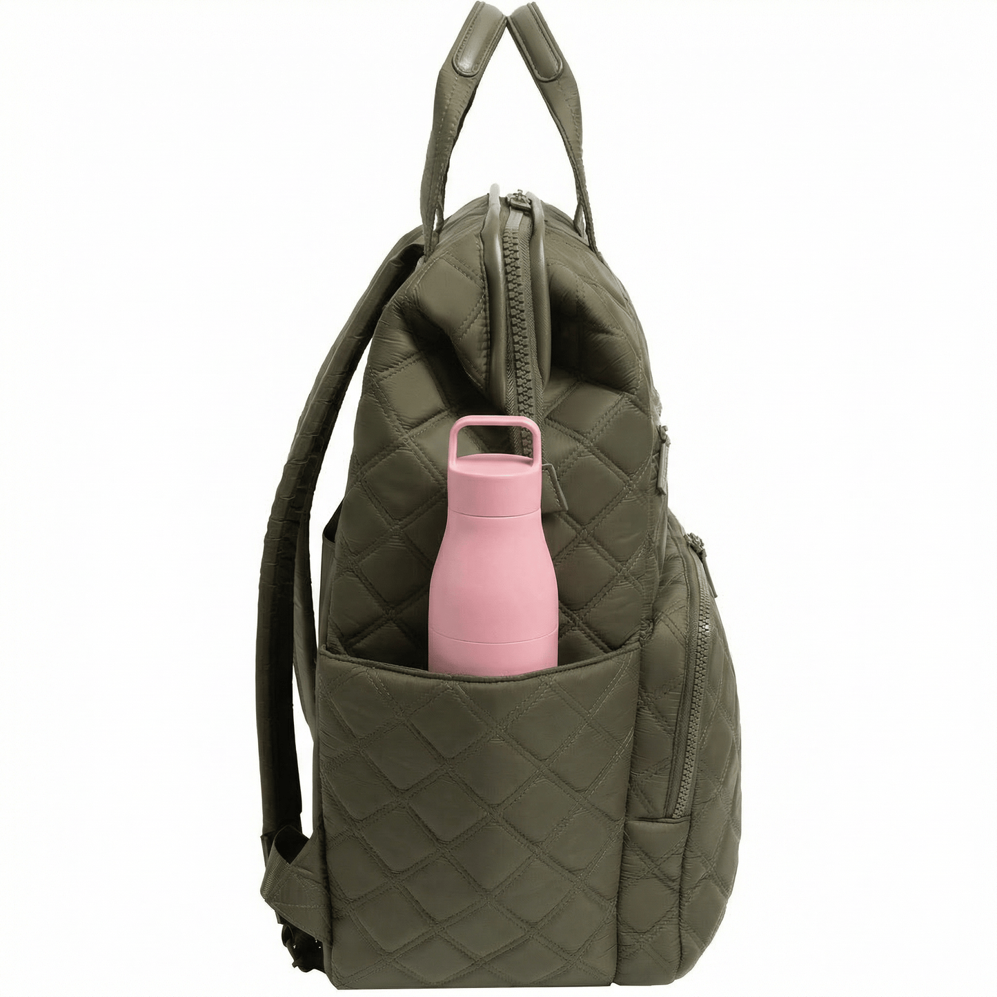 Joan & David Diamond Quilted Puffer Nylon Square Laptop Backpack