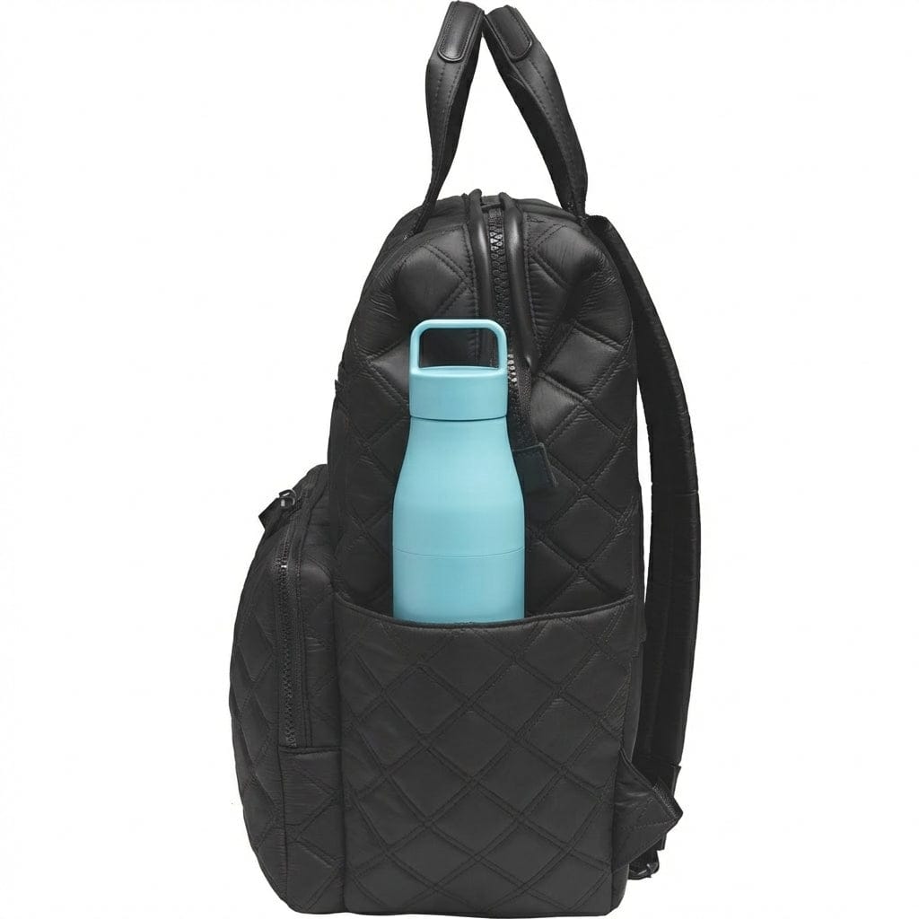 Joan & David Diamond Quilted Puffer Nylon Square Laptop Backpack