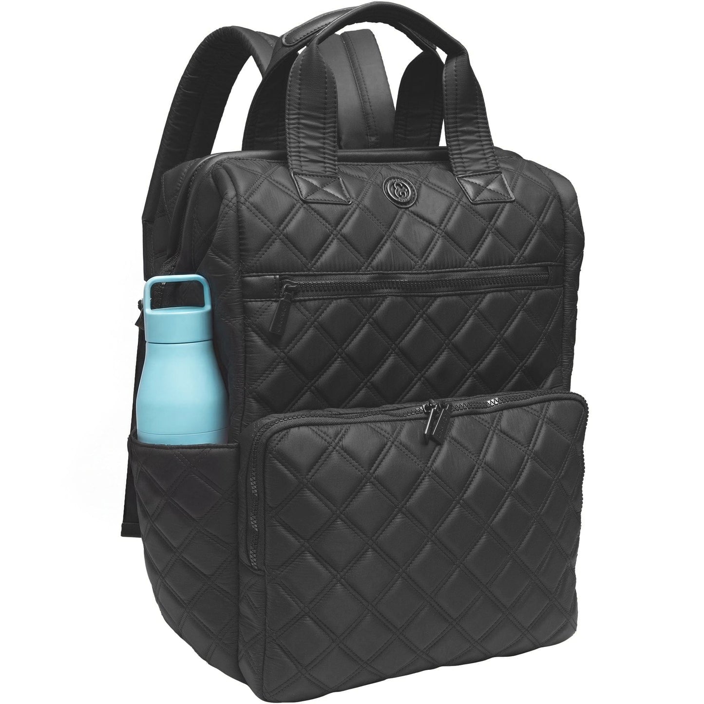 Joan & David Diamond Quilted Puffer Nylon Square Laptop Backpack