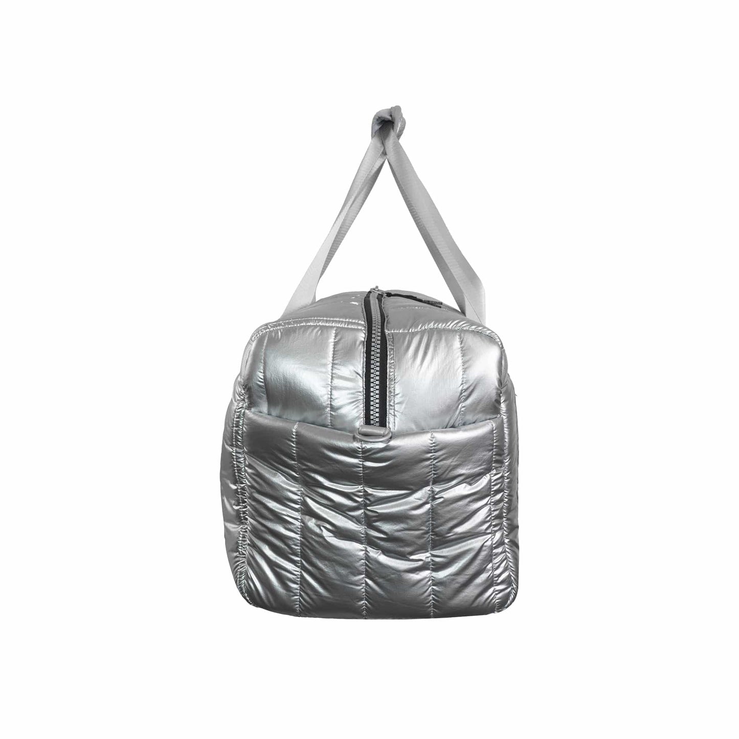 Joan & David 22" Metallic Puffer Tubular Quilted Nylon Travel Weekender Duffel