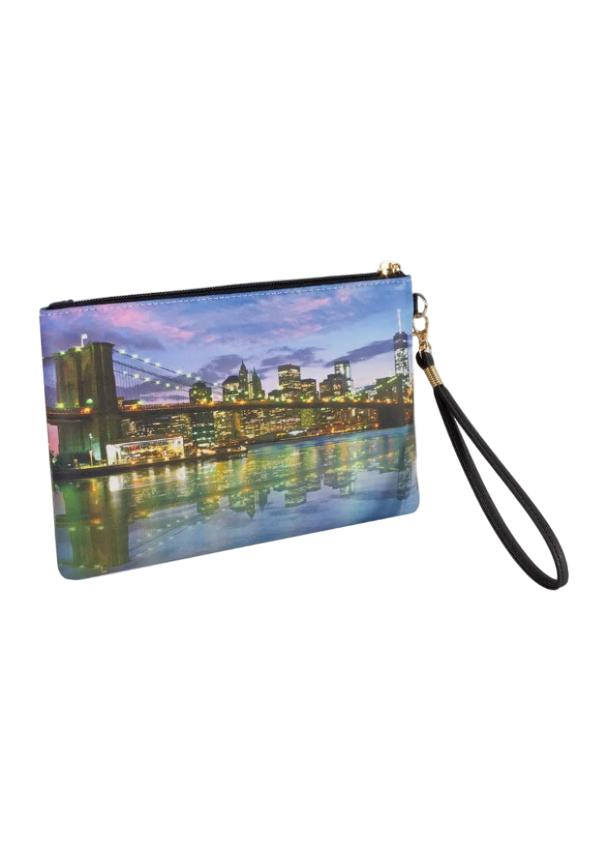 Rebecca & Rifka New York City Skyline Print Zip Wristlet