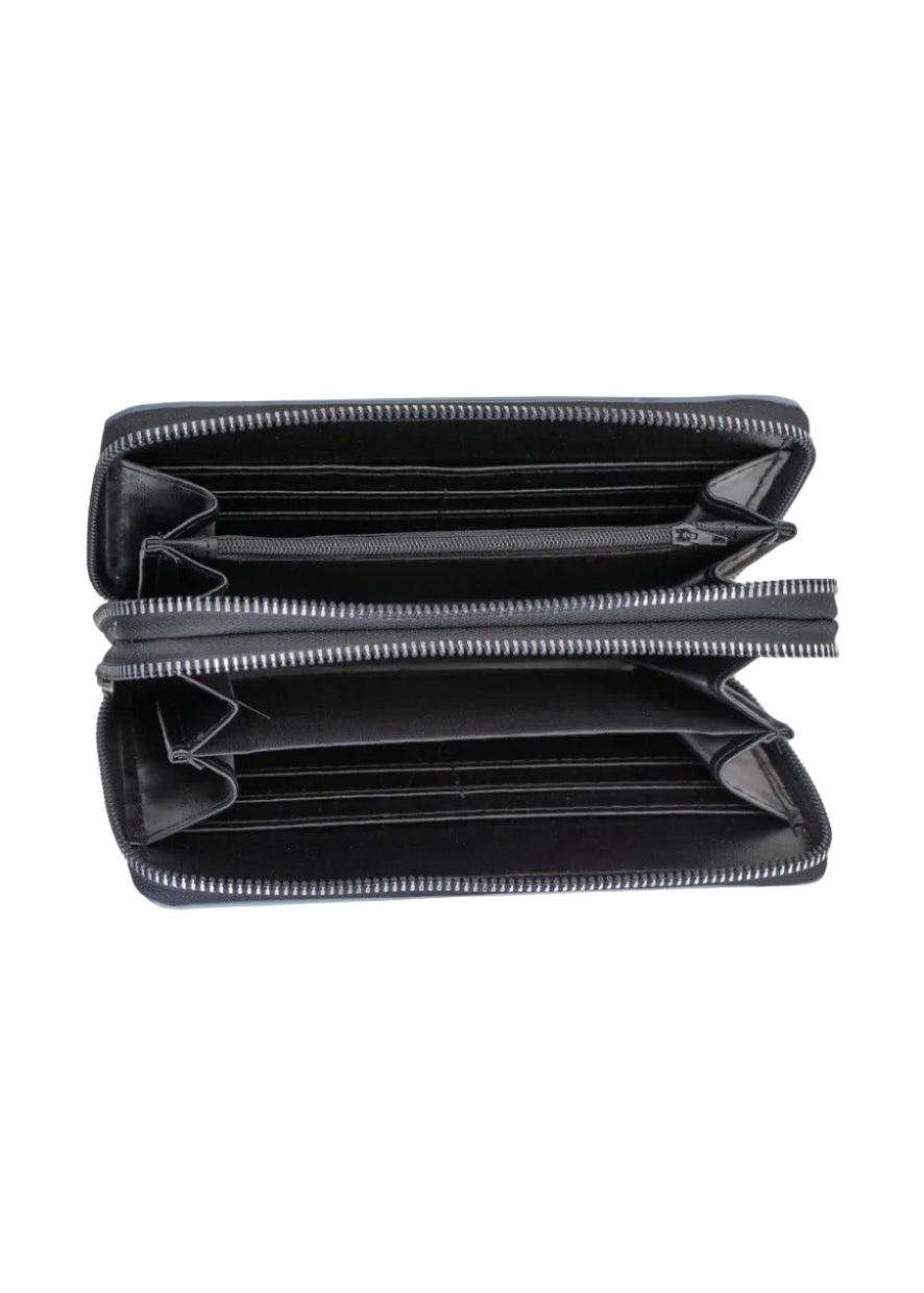 Rebecca & Rifka Smooth Medallion Double Zip Wristlet Wallet