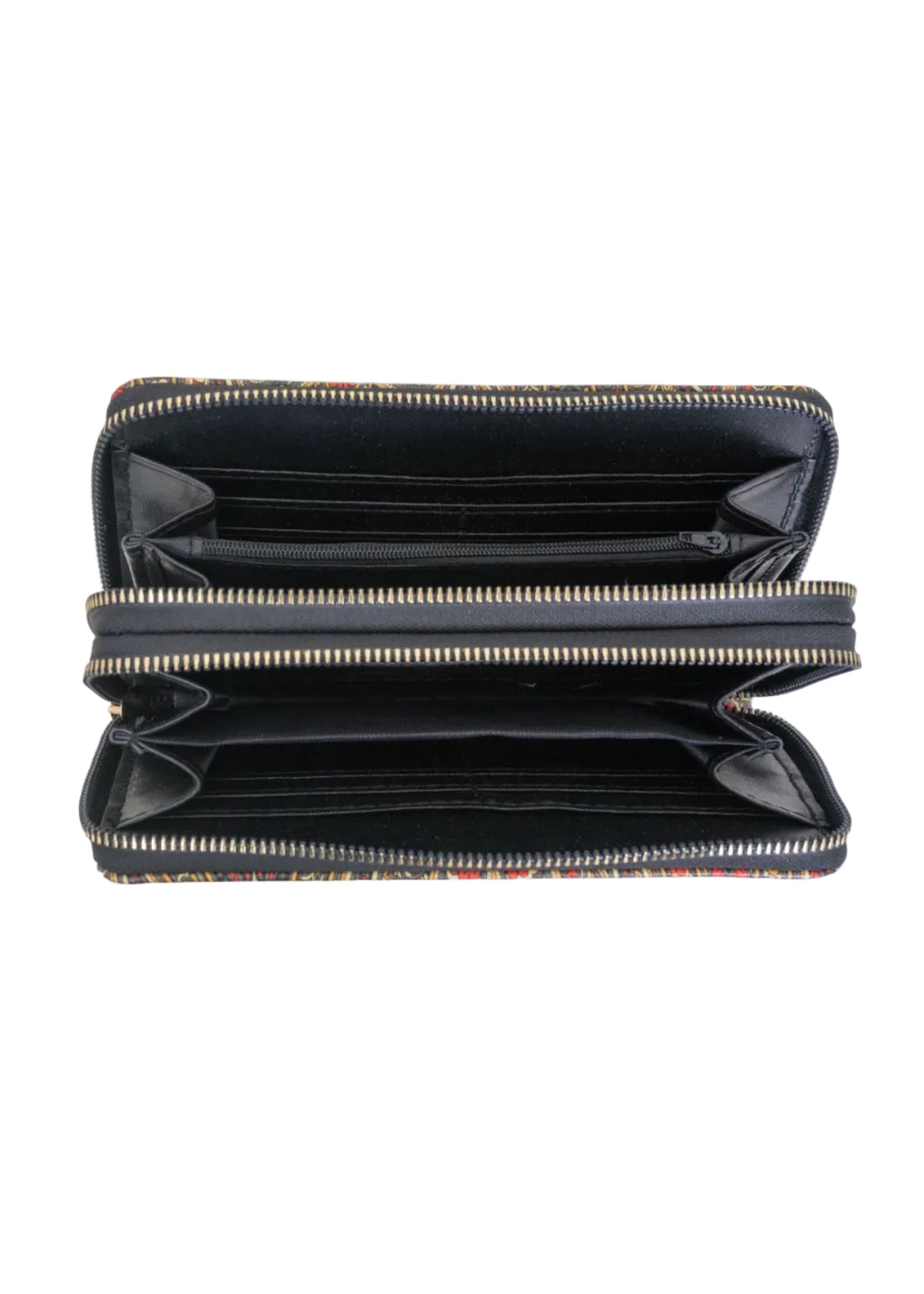 Rebecca & Rifka Paisley Print Medallion Double Zip Wristlet Wallet