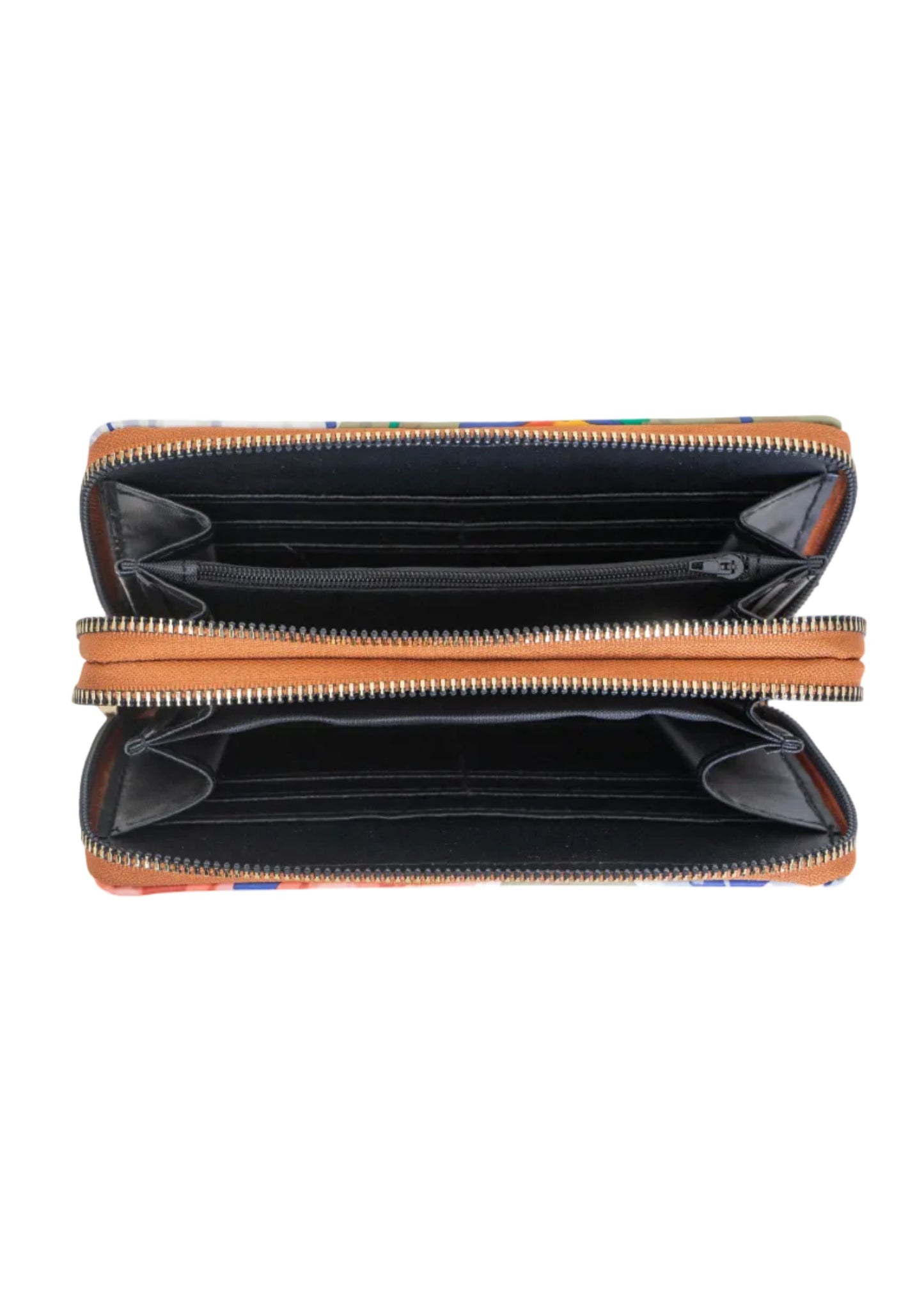 Rebecca & Rifka Floral Print Medallion Double Zip Wristlet Wallet