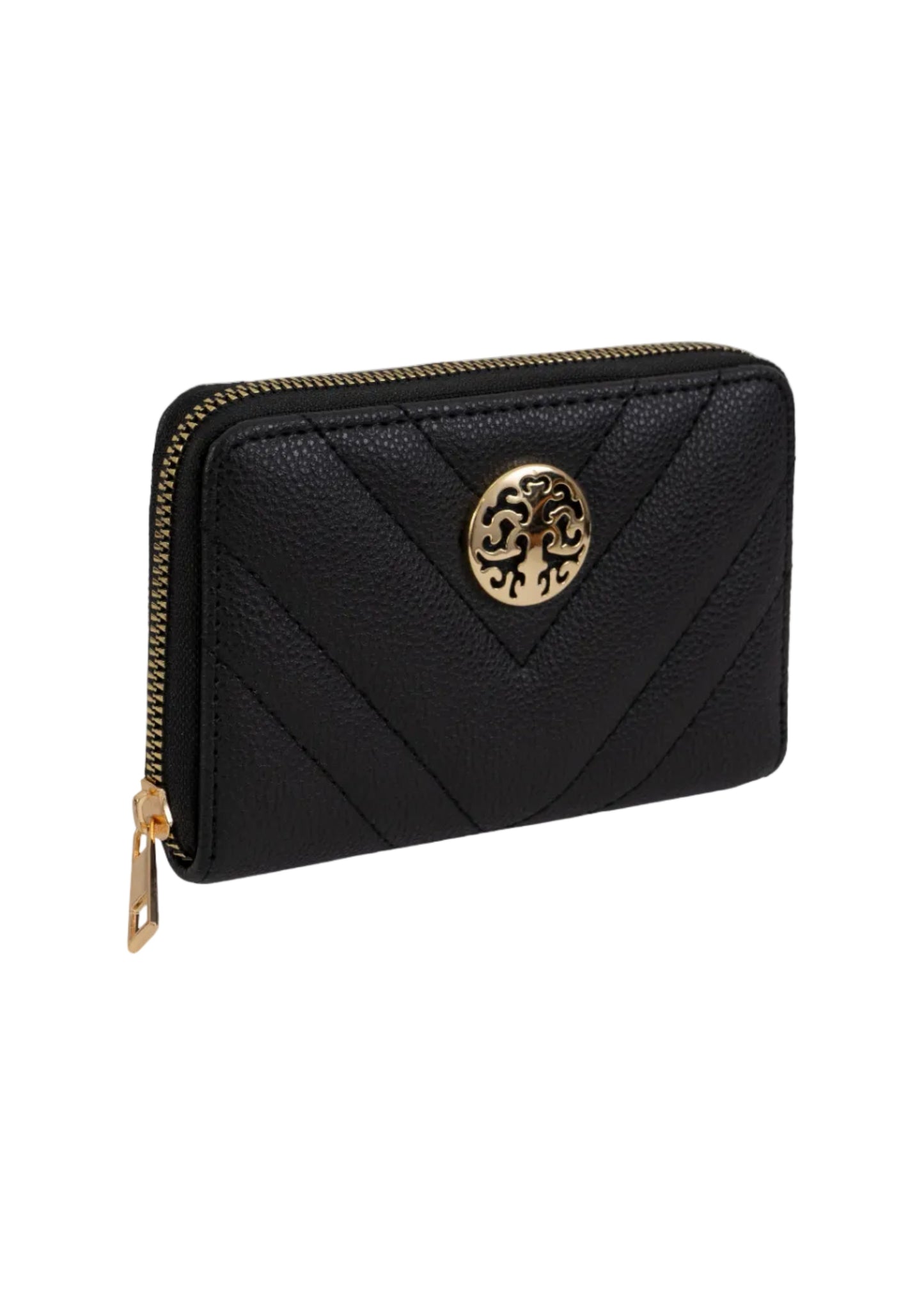 Rebecca & Rifka Quilted Pebble Chevron Medallion Zip Indexer Wallet