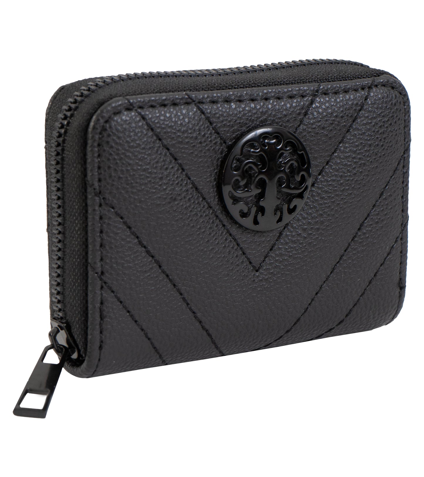 Rebecca & Rifka Quilted Pebble Chevron Medallion Zip Accordion Wallet