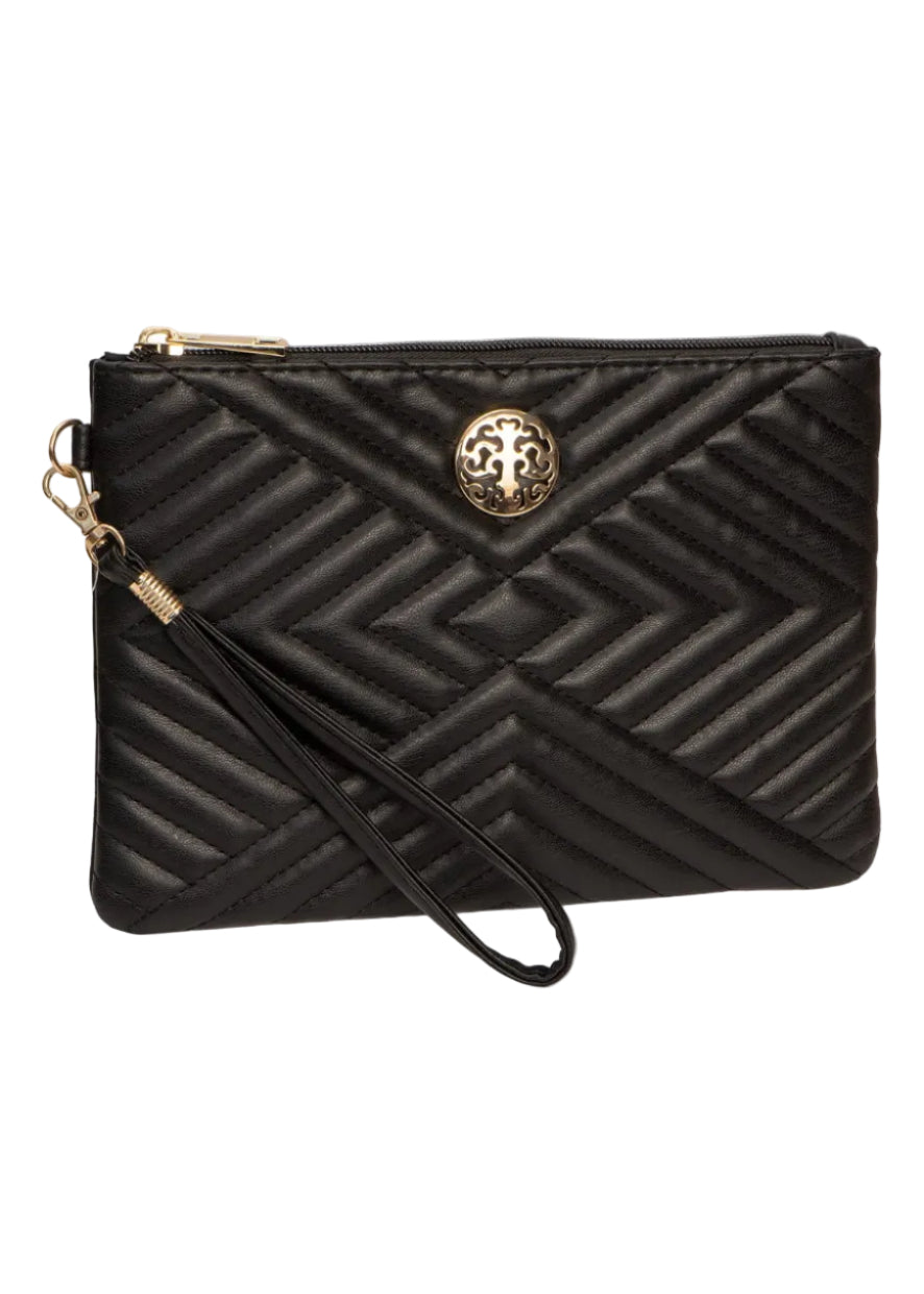 Rebecca & Rifka Smooth Abstract Tubular Quilt Medallion Zip Wristlet