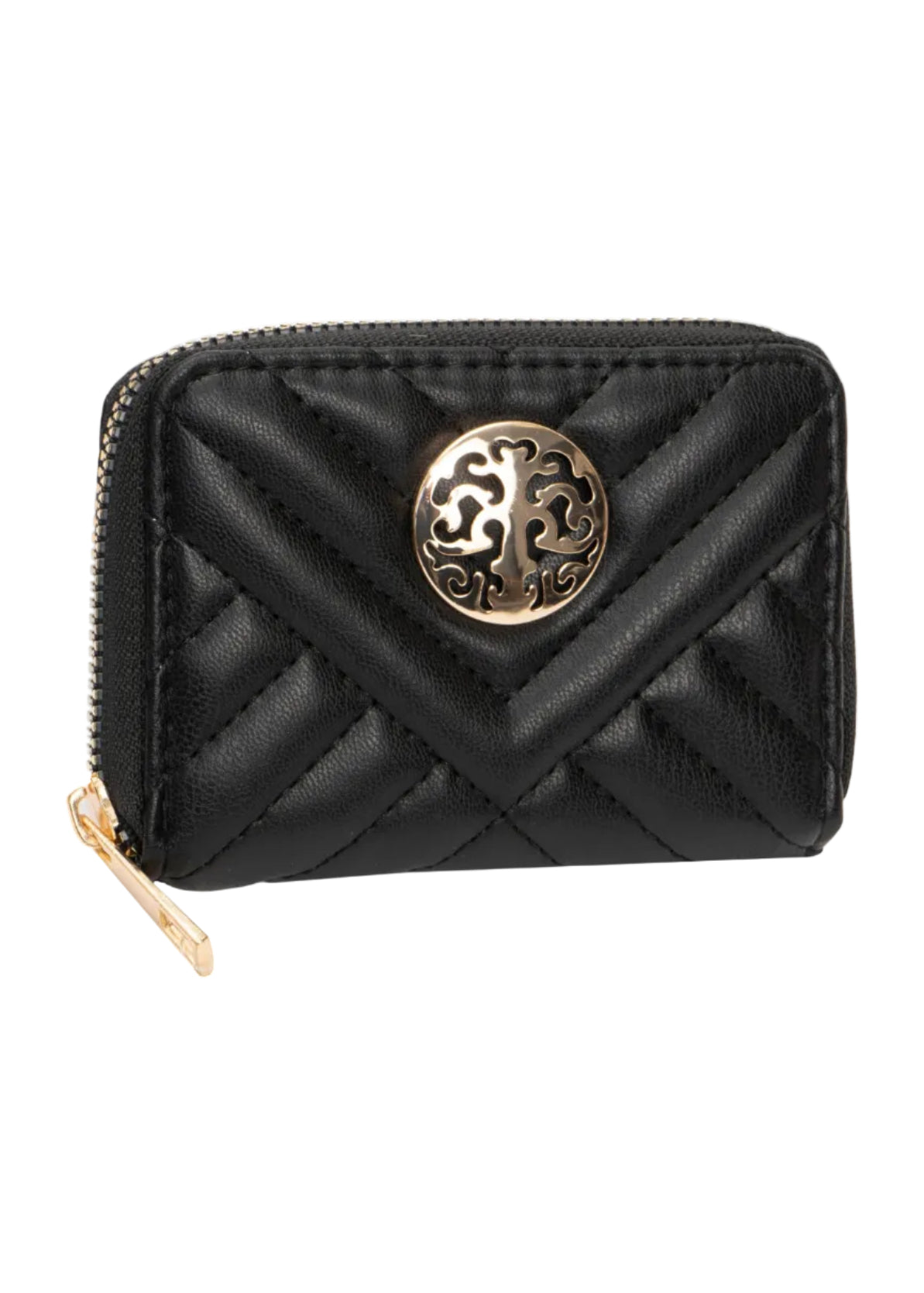 Rebecca & Rifka Smooth Abstract Chevron Tubular Quilt Medallion Zip Accordion Wallet