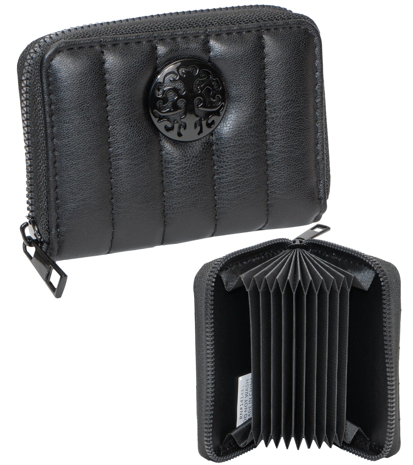 Rebecca & Rifka Smooth Tubular Quilt Medallion Zip Accordion Wallet