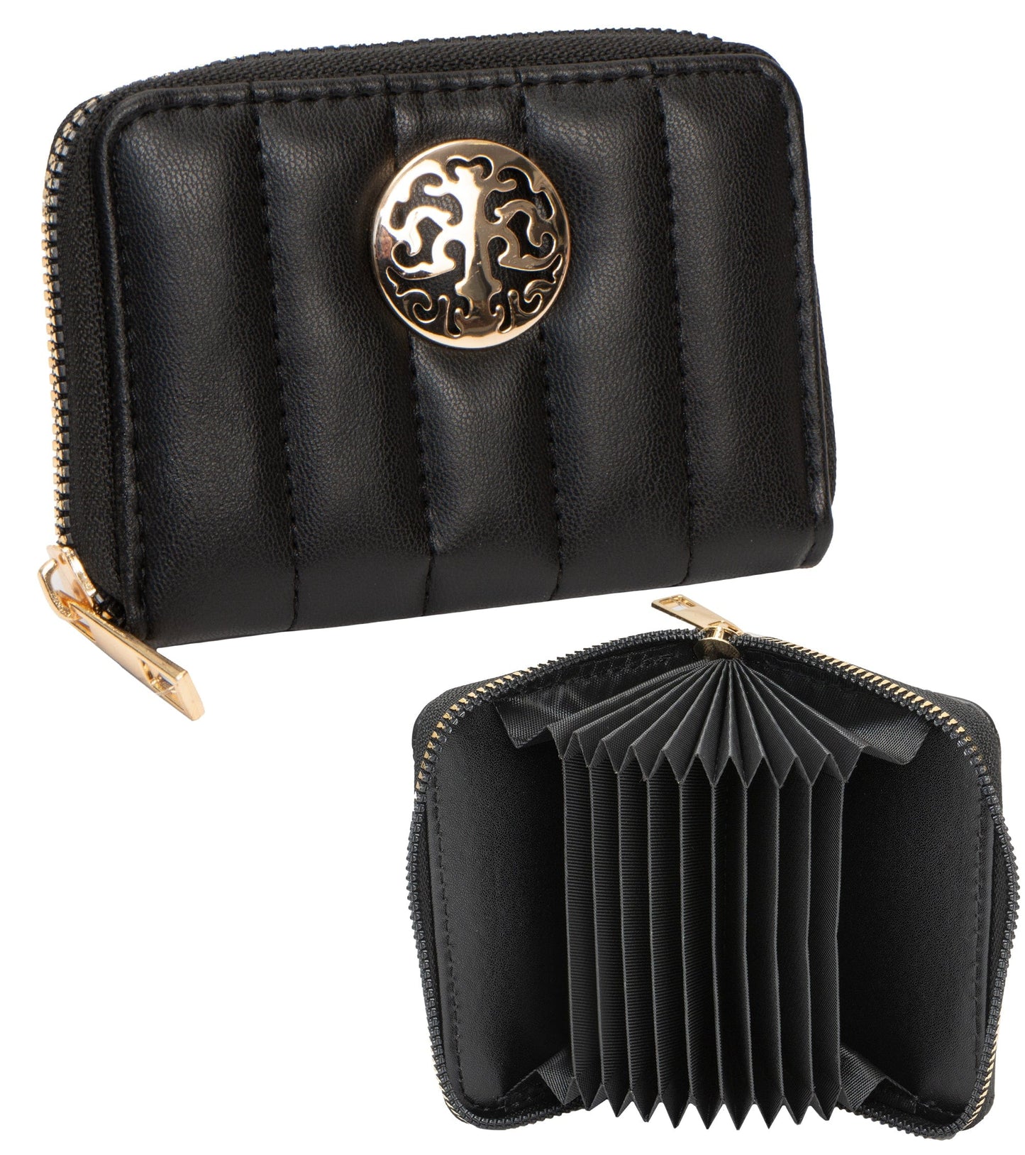 Rebecca & Rifka Smooth Tubular Quilt Medallion Zip Accordion Wallet