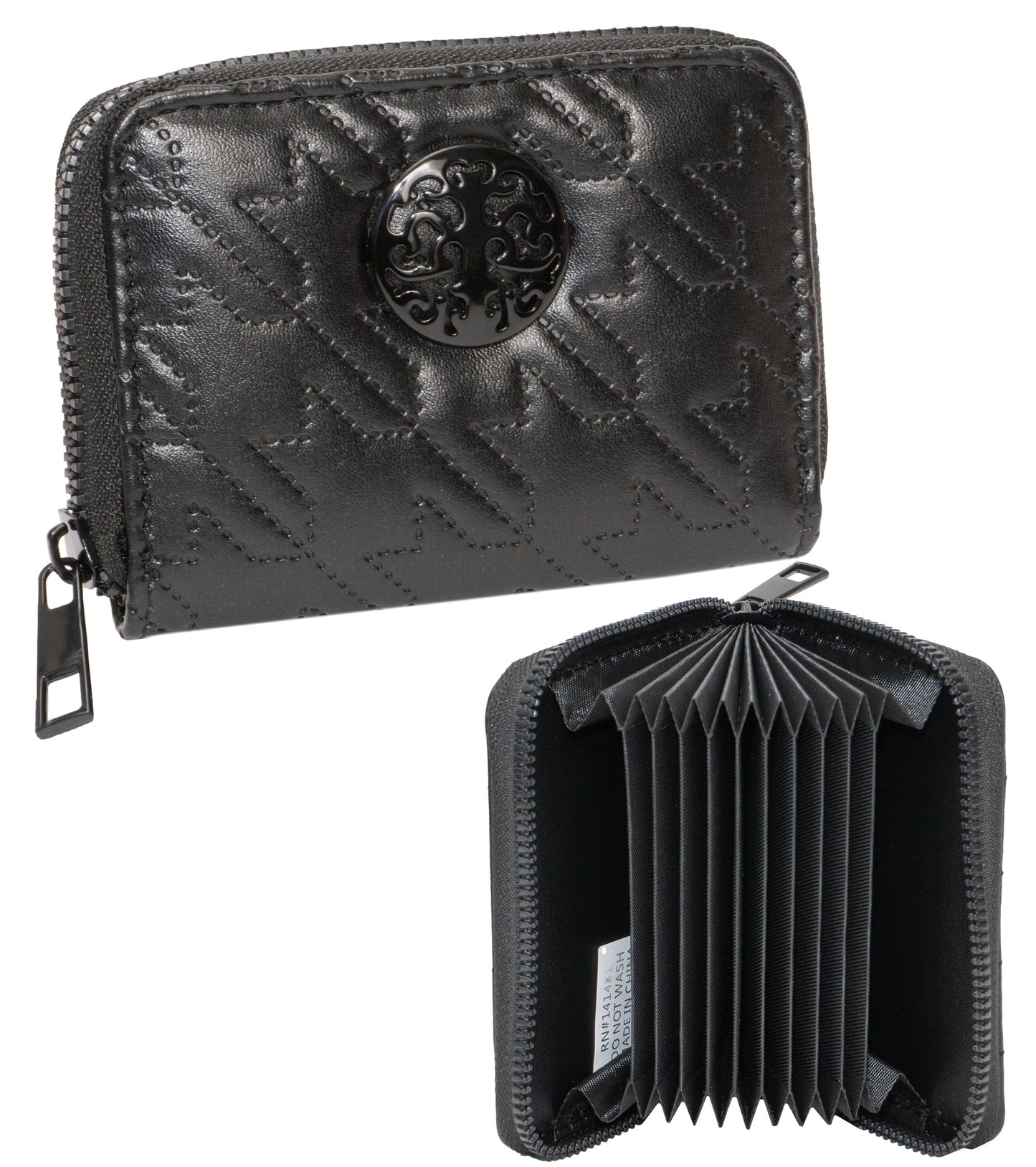Rebecca & Rifka Smooth Houndstooth Quilt Medallion Zip Accordion Wallet
