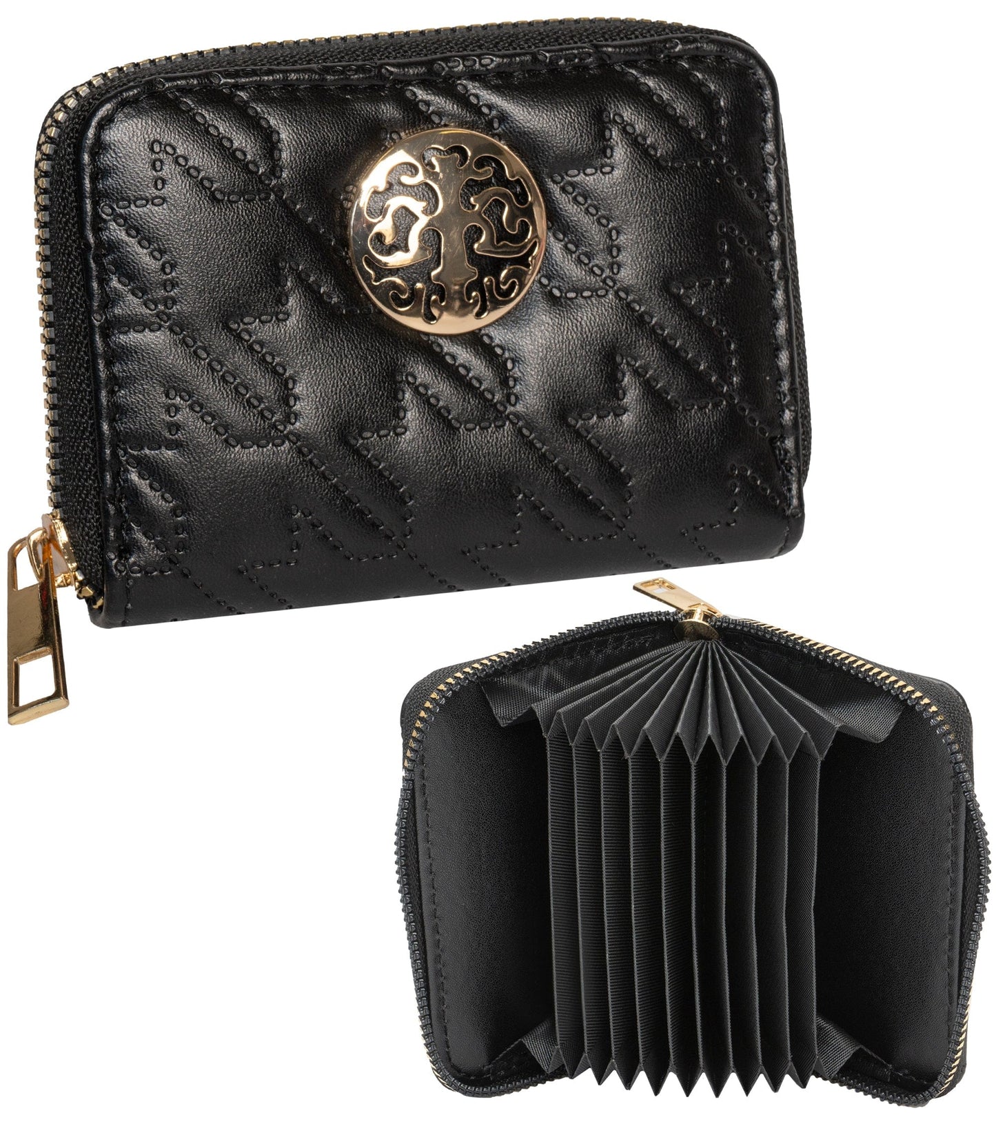 Rebecca & Rifka Smooth Houndstooth Quilt Medallion Zip Accordion Wallet