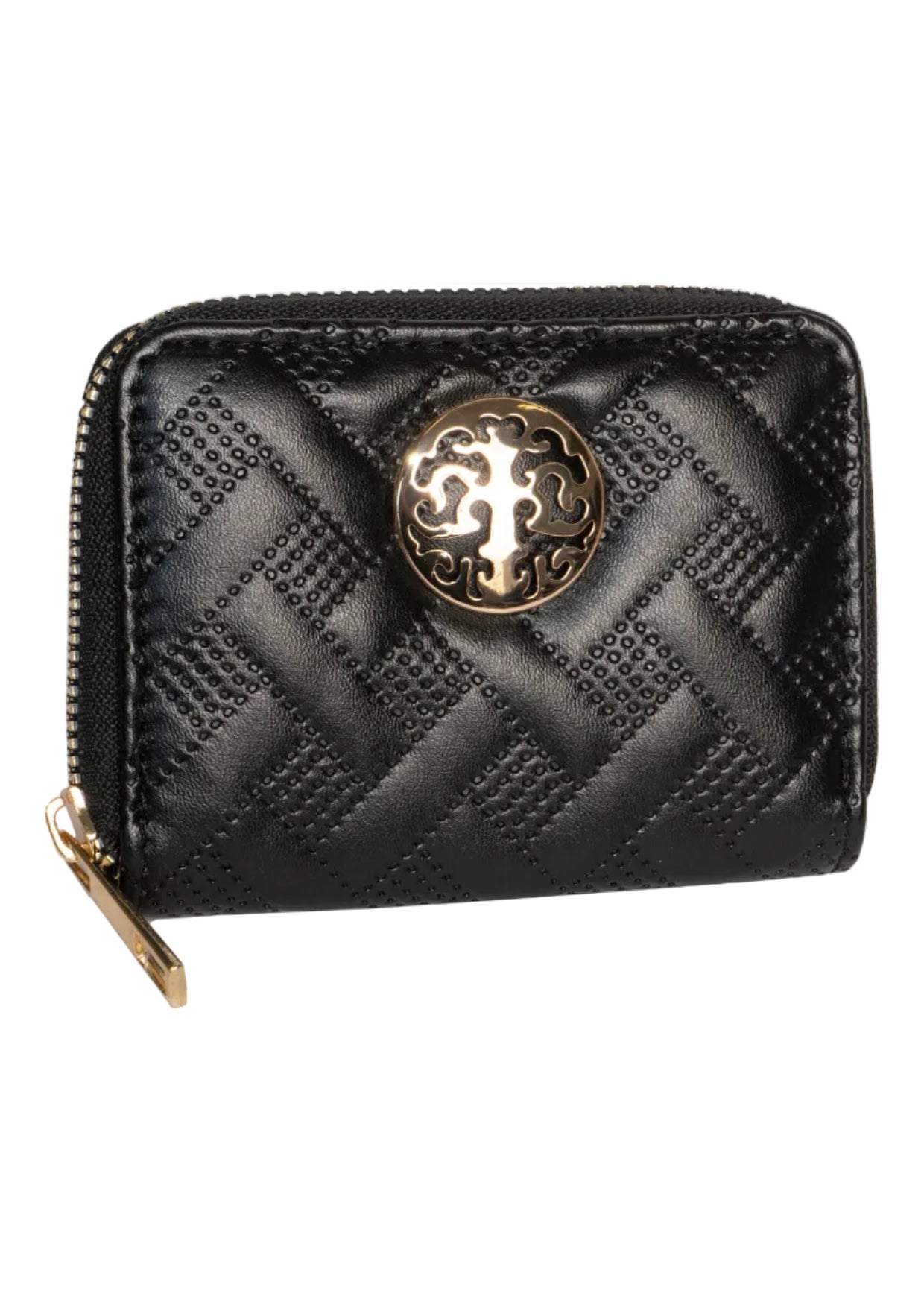 Rebecca & Rifka Smooth Basket Weave Quilt Medallion Zip Accordion Wallet