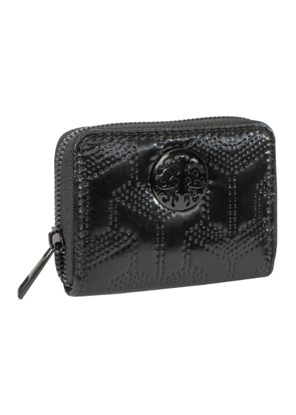Rebecca & Rifka Patent Geometric Quilt Medallion Zip Accordion Wallet
