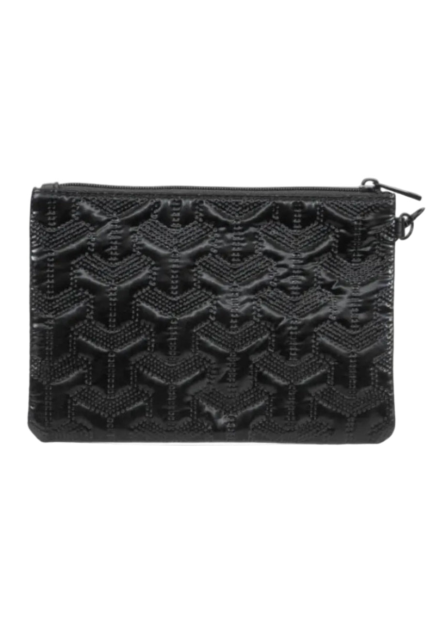 Rebecca & Rifka Patent Geometric Quilt Medallion Zip Wristlet