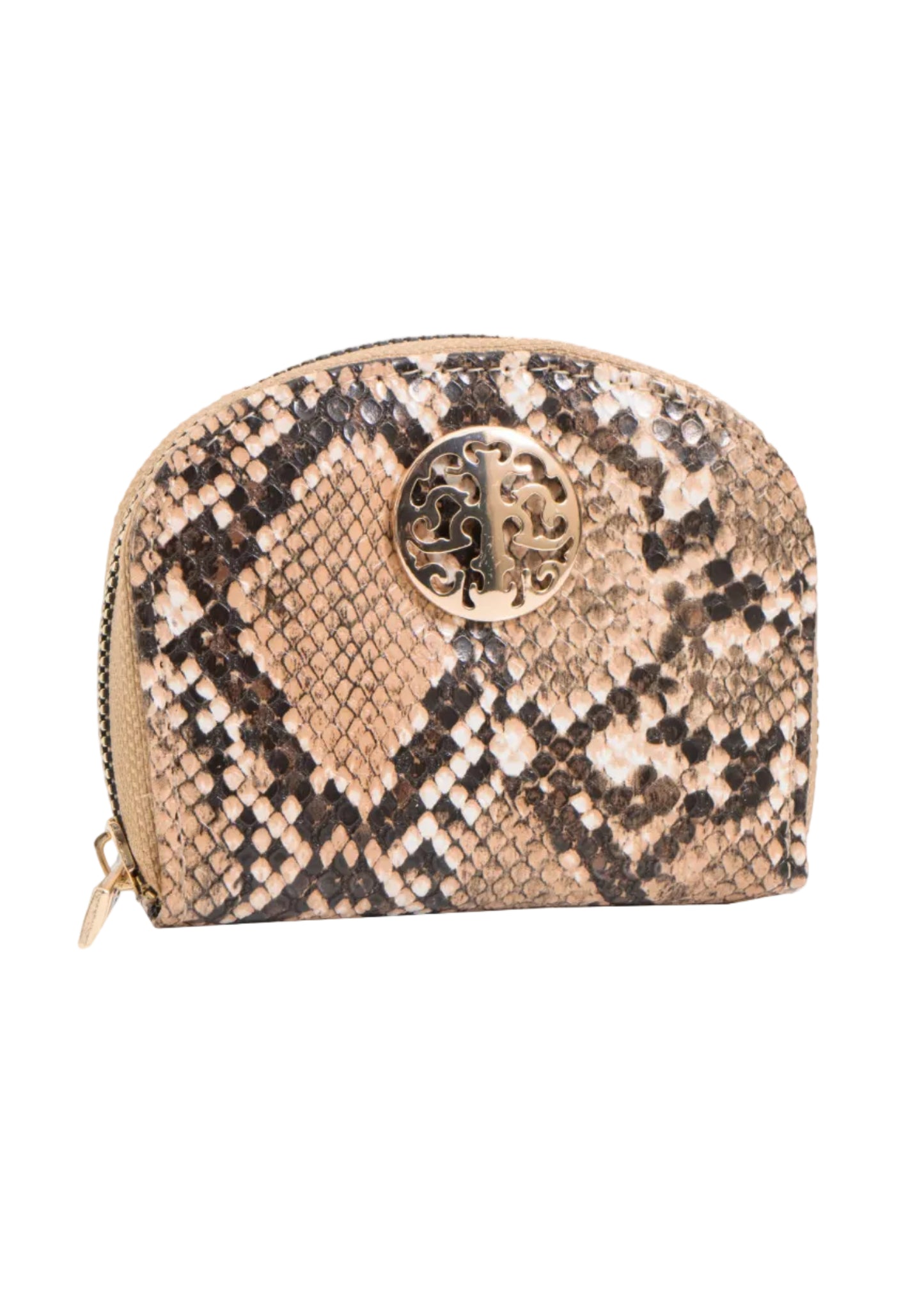 Rebecca & Rifka Round Python Snake Print Accordion Wallet