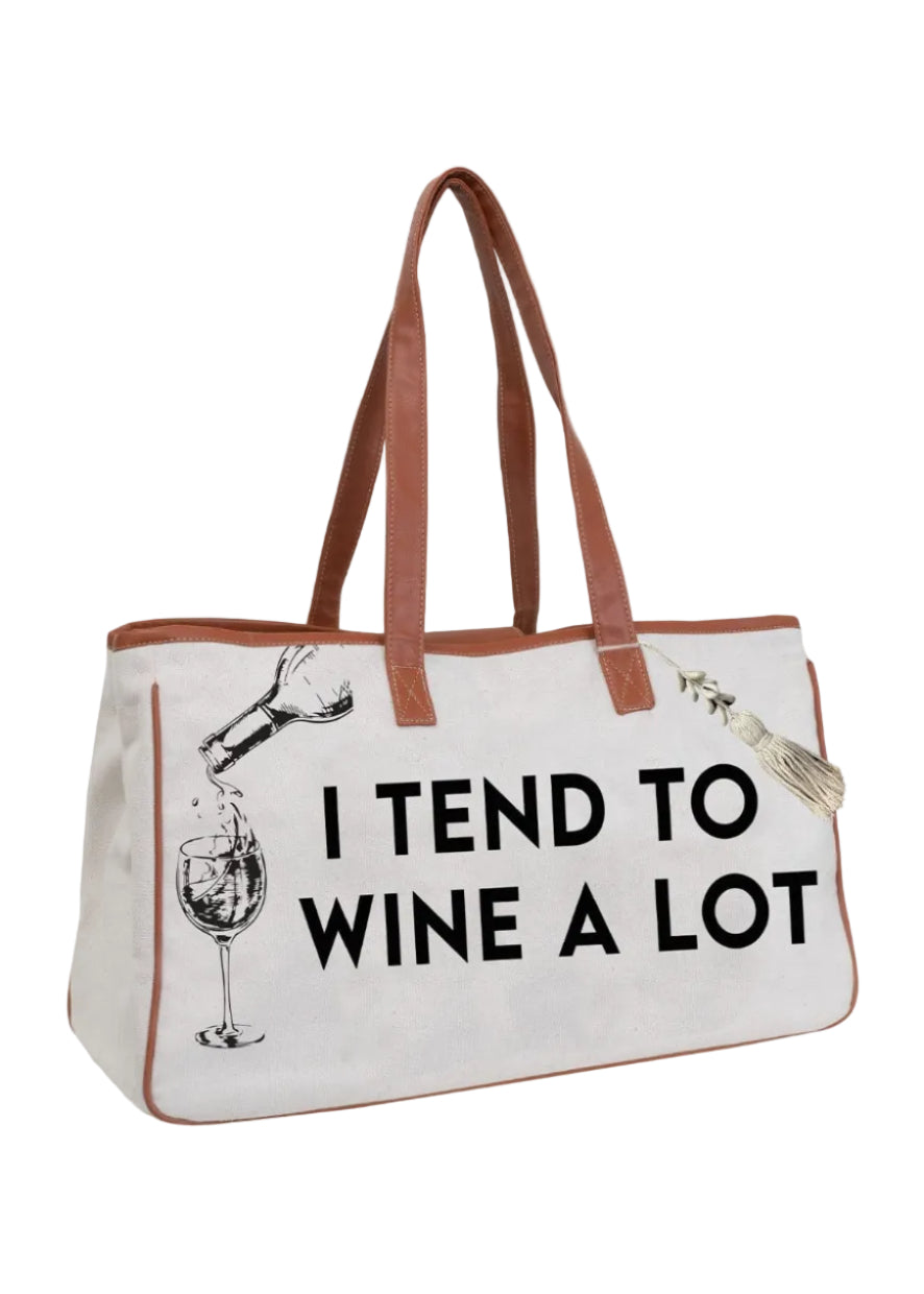 Magid Canvas Wine Tote "I TEND TO WINE ALOT"