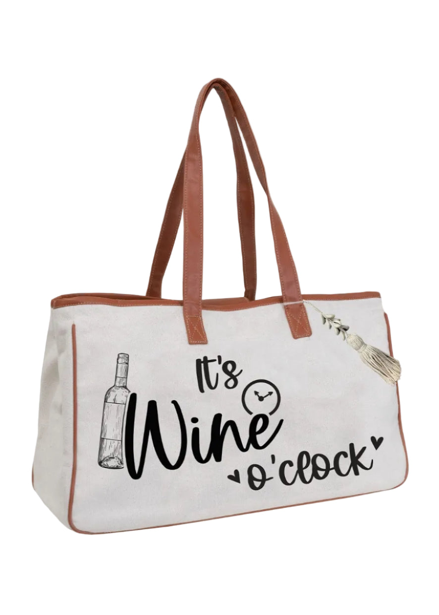 Magid Canvas Wine Tote "IT'S WINE O'CLOCK"