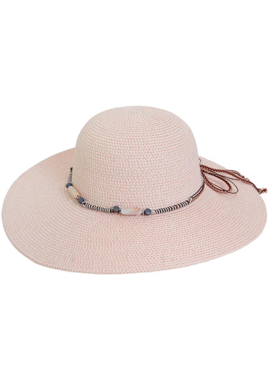 Adrienne Vittadini Beaded Band Straw Floppy Hat